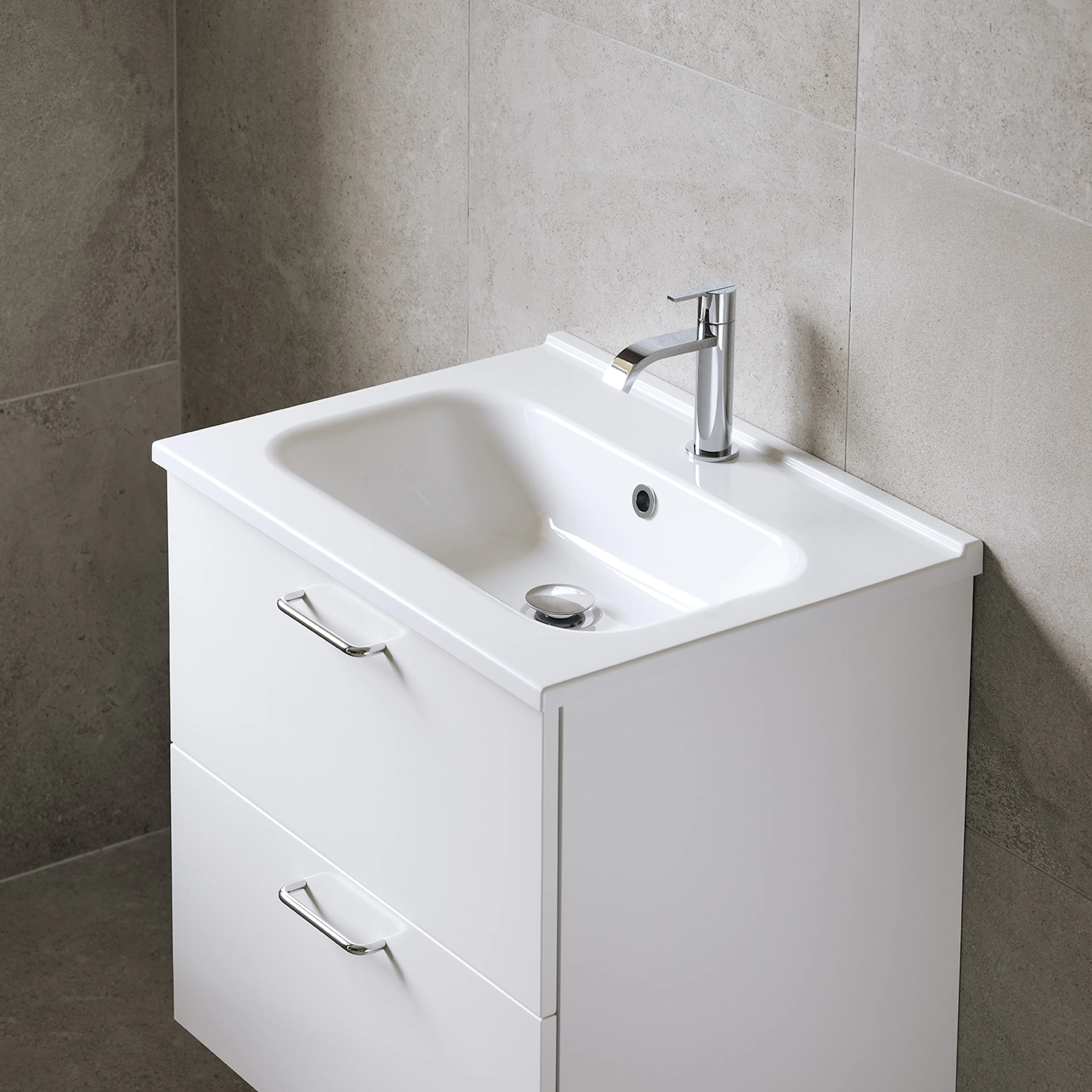 Möbelpaket Vedum Free 615 Compact Maja med Tvättställ och LED-Spegel Säven Vit