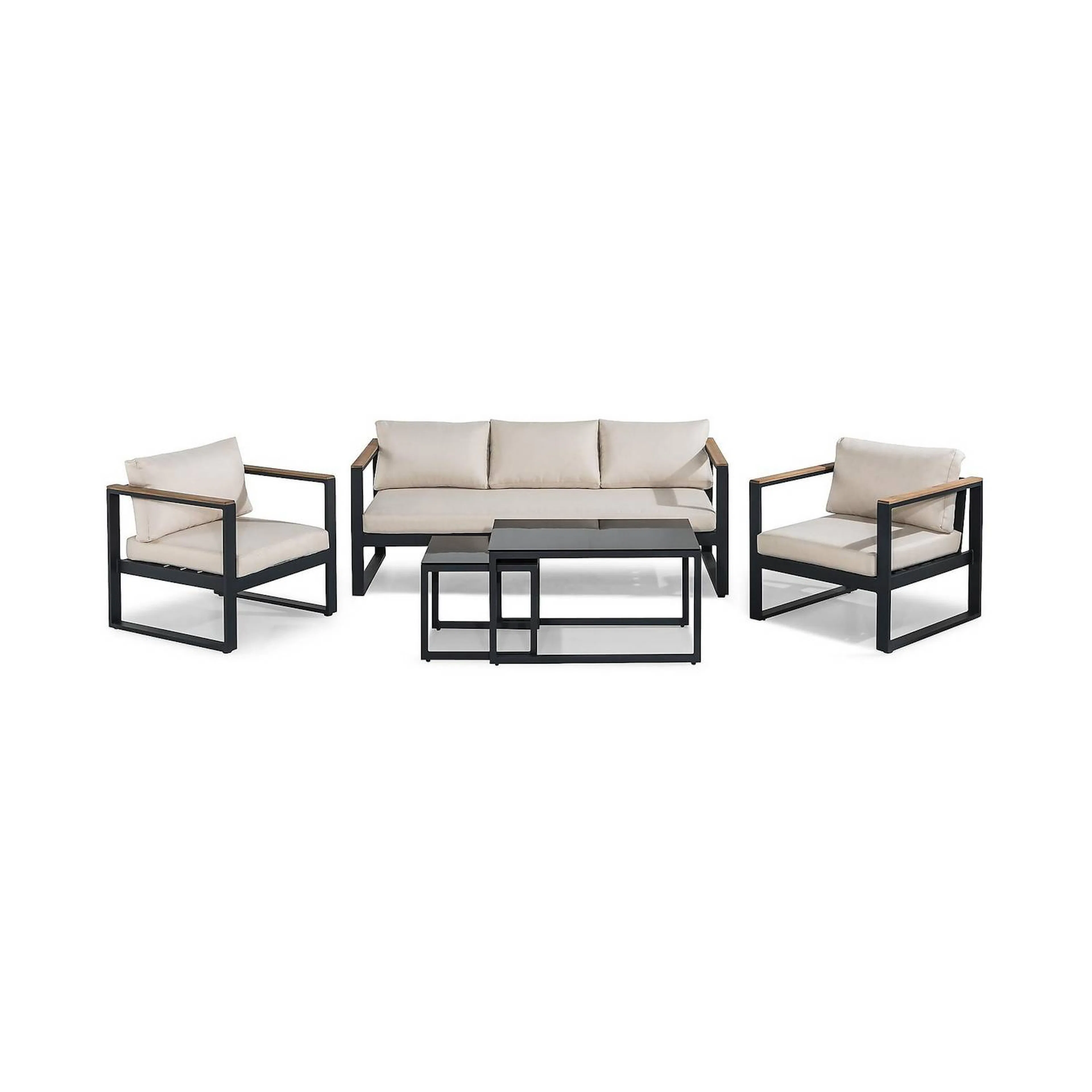 Loungegrupp deNoord Aspvik Soffgrupp Svart med Beige dynor