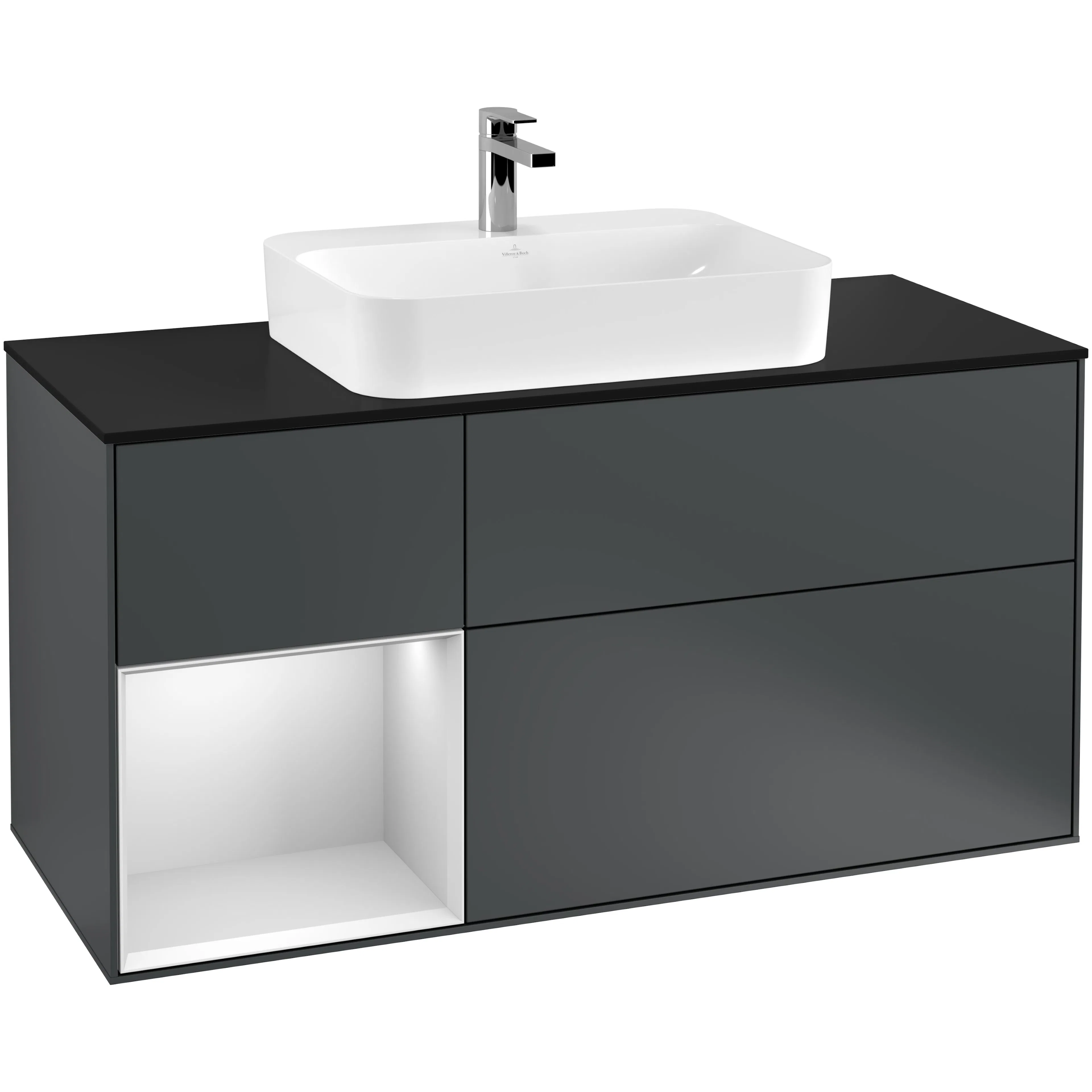 Tvättställsskåp Villeroy & Boch Finion med 3 Lådor Hylla och Bänkskiva för Ytmonterat Tvättställ