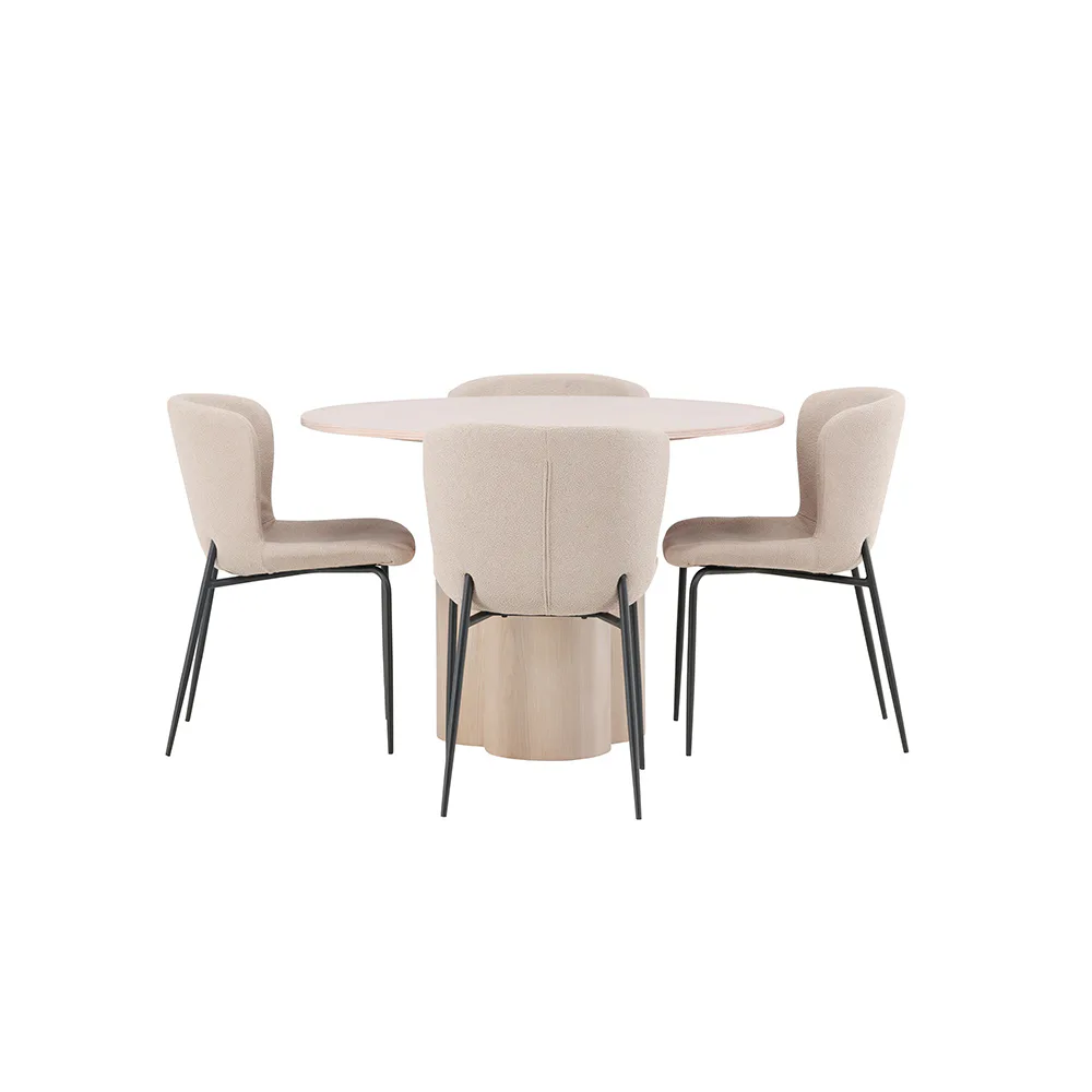 Matgrupp Venture Home Olivia med 4 Modesto Stolar Natur