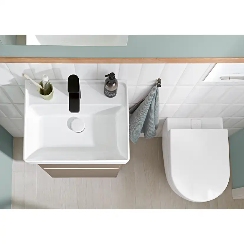 Tvättställ villeroy & Boch Collaro 433451R1 Vit Alpin CeramicPlus, Utan Bräddavlopp, 500 mm, för Enhålsblandare