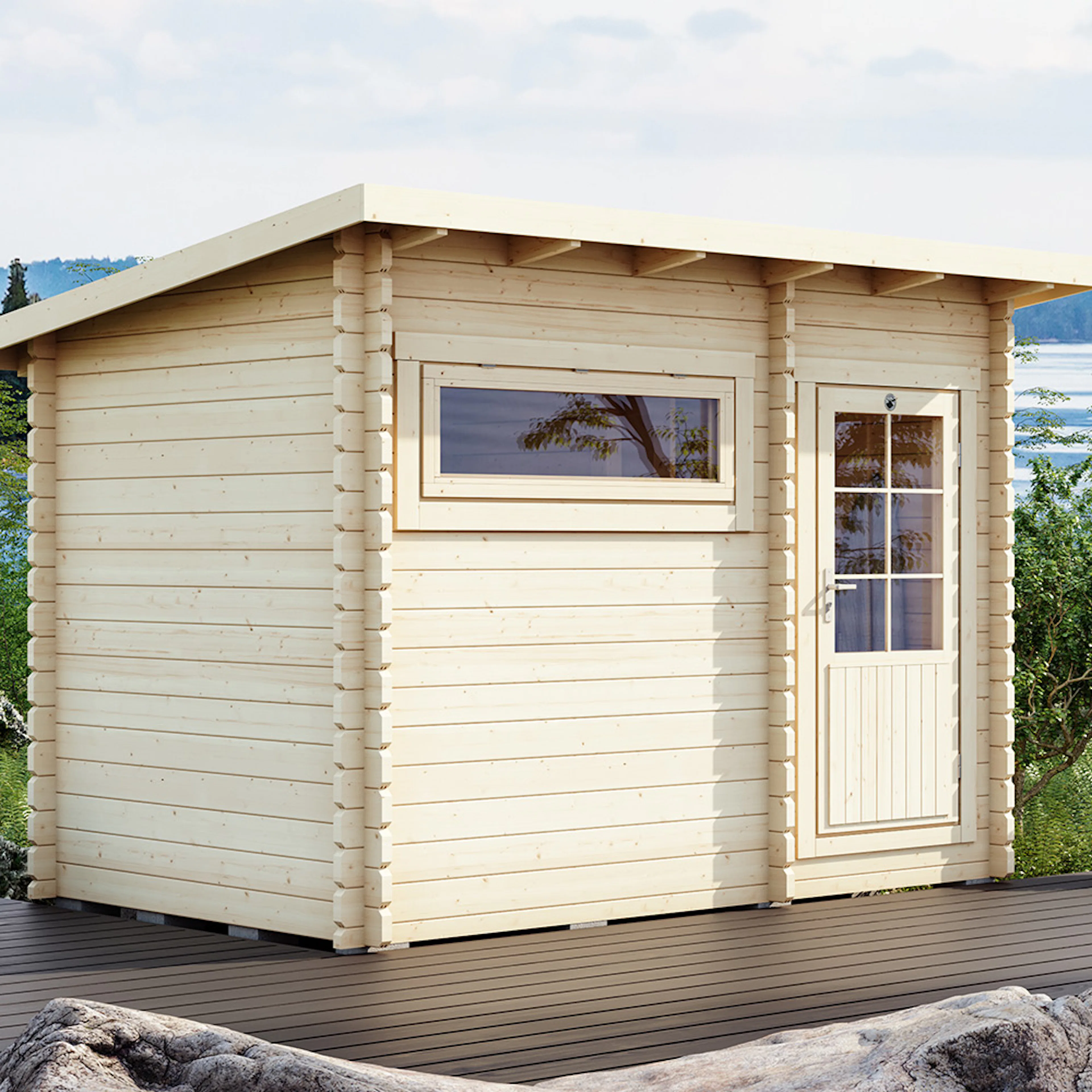 Bastu Luoman Lillevilla Palovesi 6,6 m² Fristående Utebastu med Pulpettak