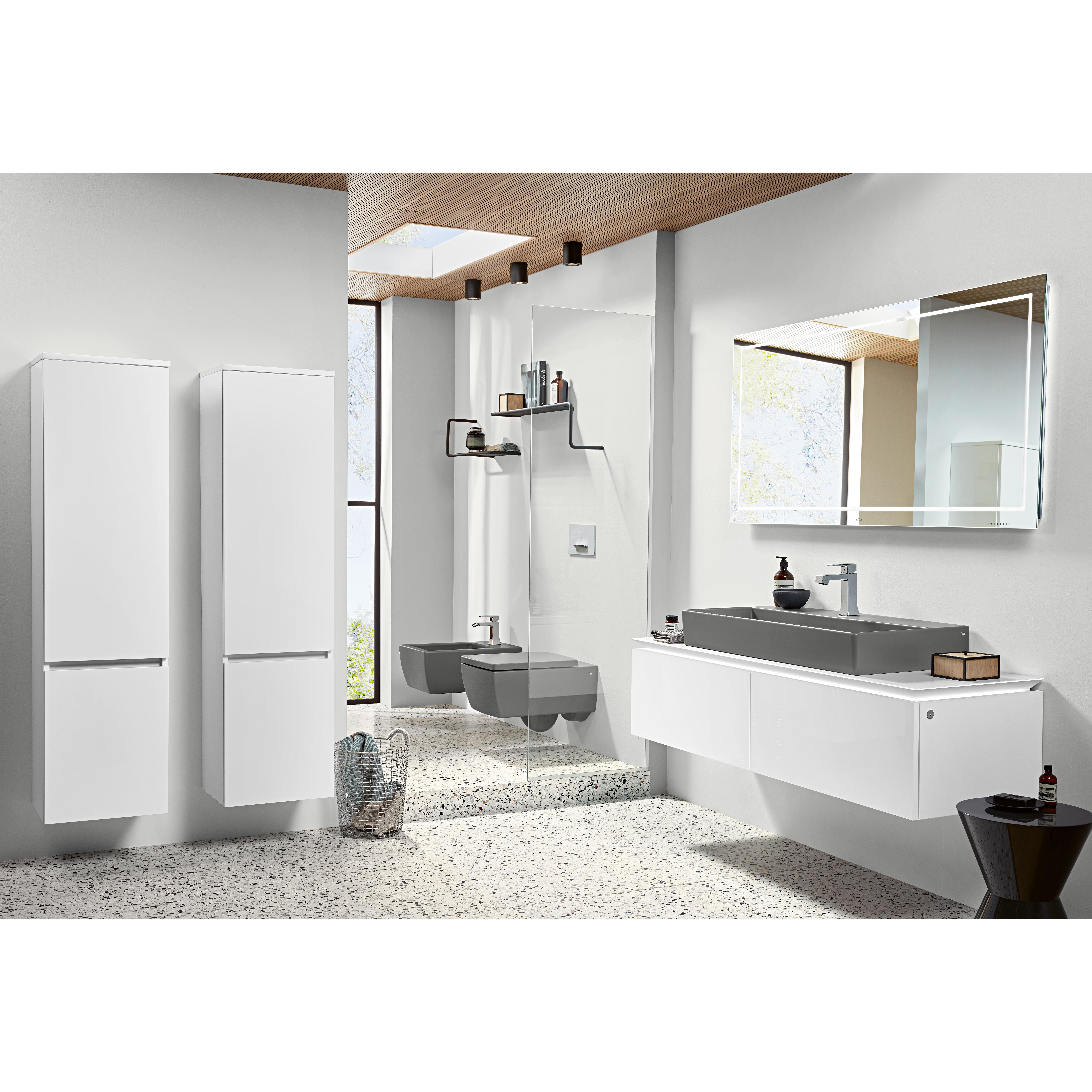 Tvättställ villeroy & Boch Memento 2.0 4A22CGI4 Graphite CeramicPlus, Utan Bräddavlopp, 1200 mm, Med 2 Blandarhål, för Två Enhålsblandare