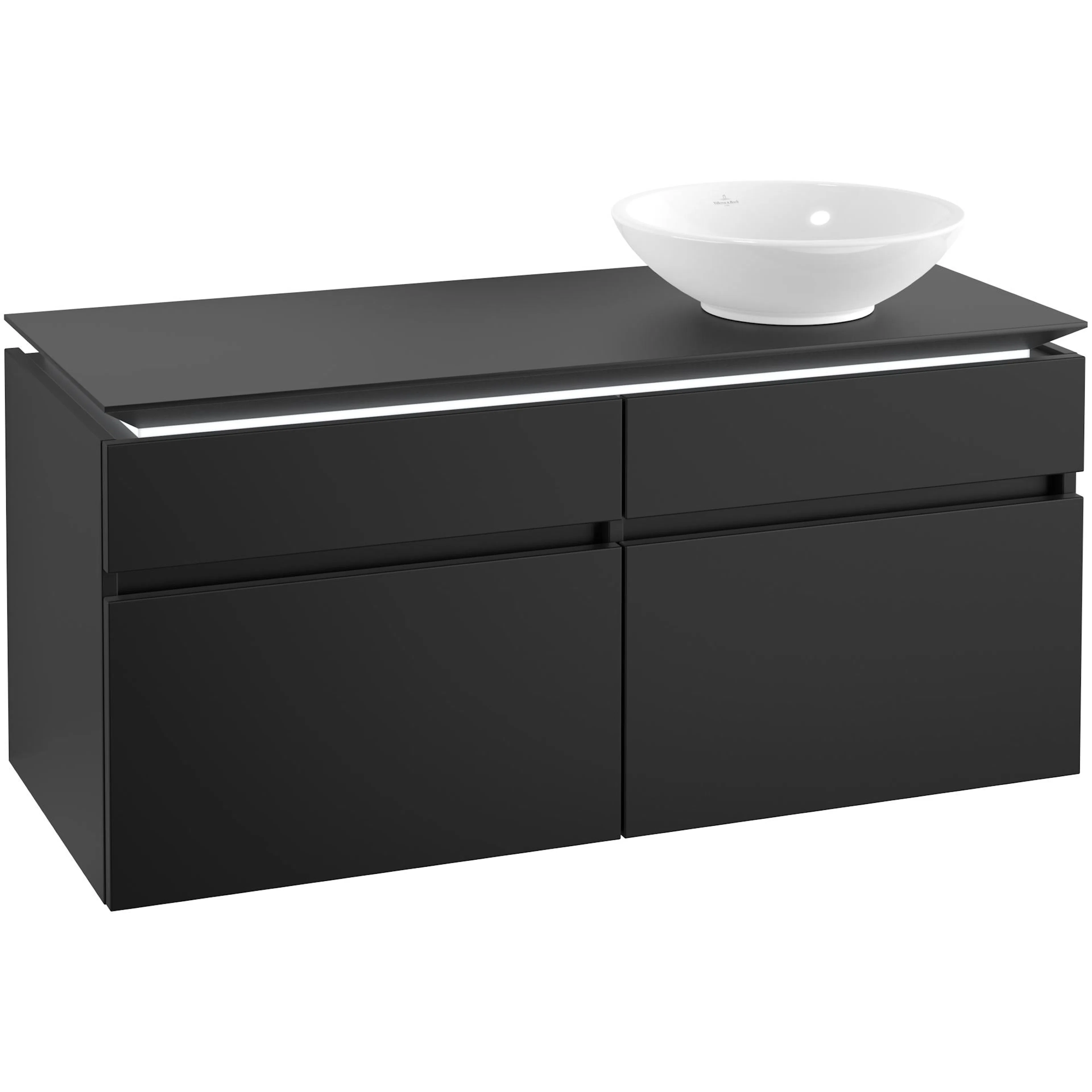 Tvättställsskåp Villeroy & Boch Legato 1200 med 4 Lådor för Ocentrerat Ytmonterat Tvättställ