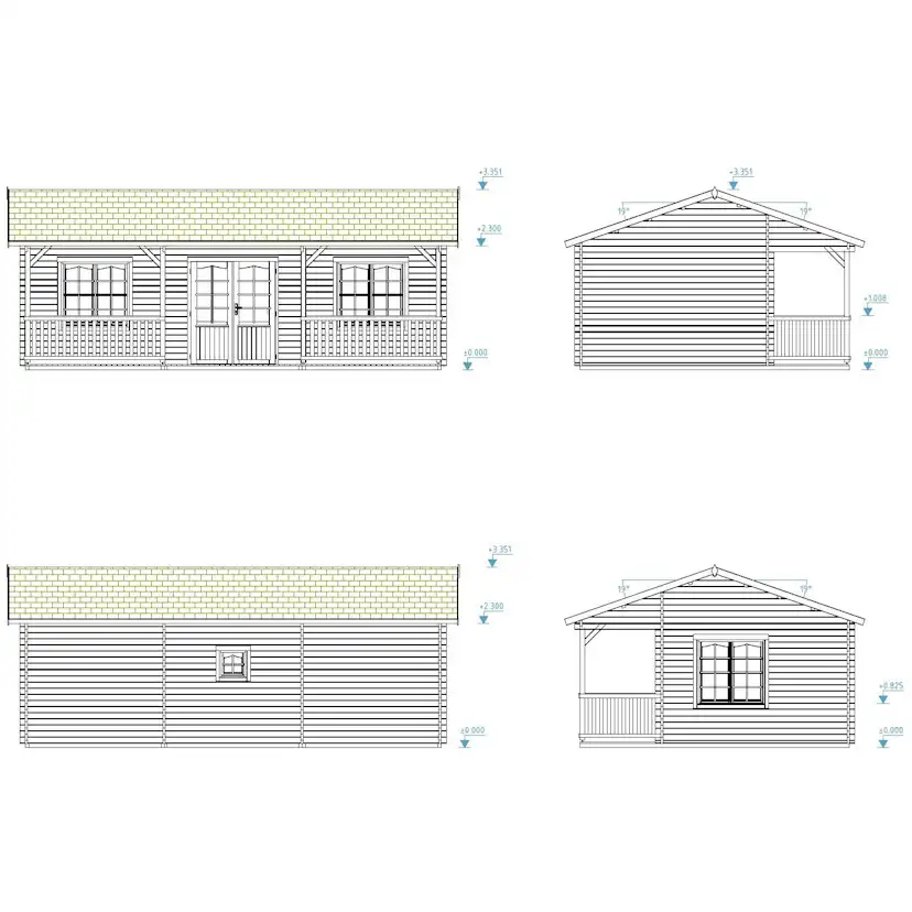 Fritidshus Palmako Sandra 38,6 m² Komplett Stuga med Altan & Sadeltak