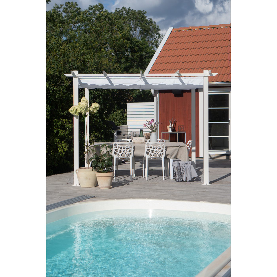 Pergola 3x3 m Vit Vit/Vit