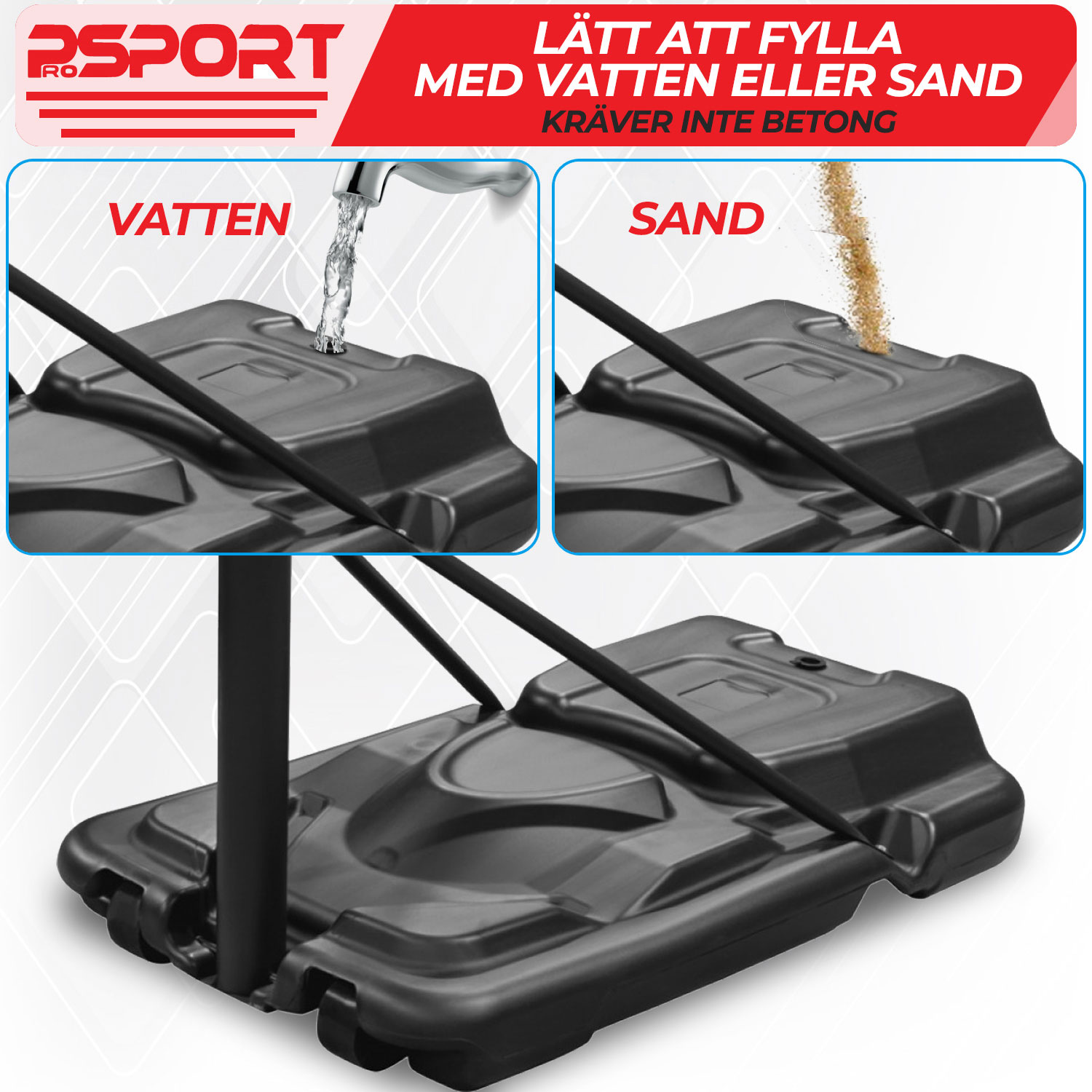 Basketställning ProSport Premium Justerbar Basketkorg, 2,3-3,05m