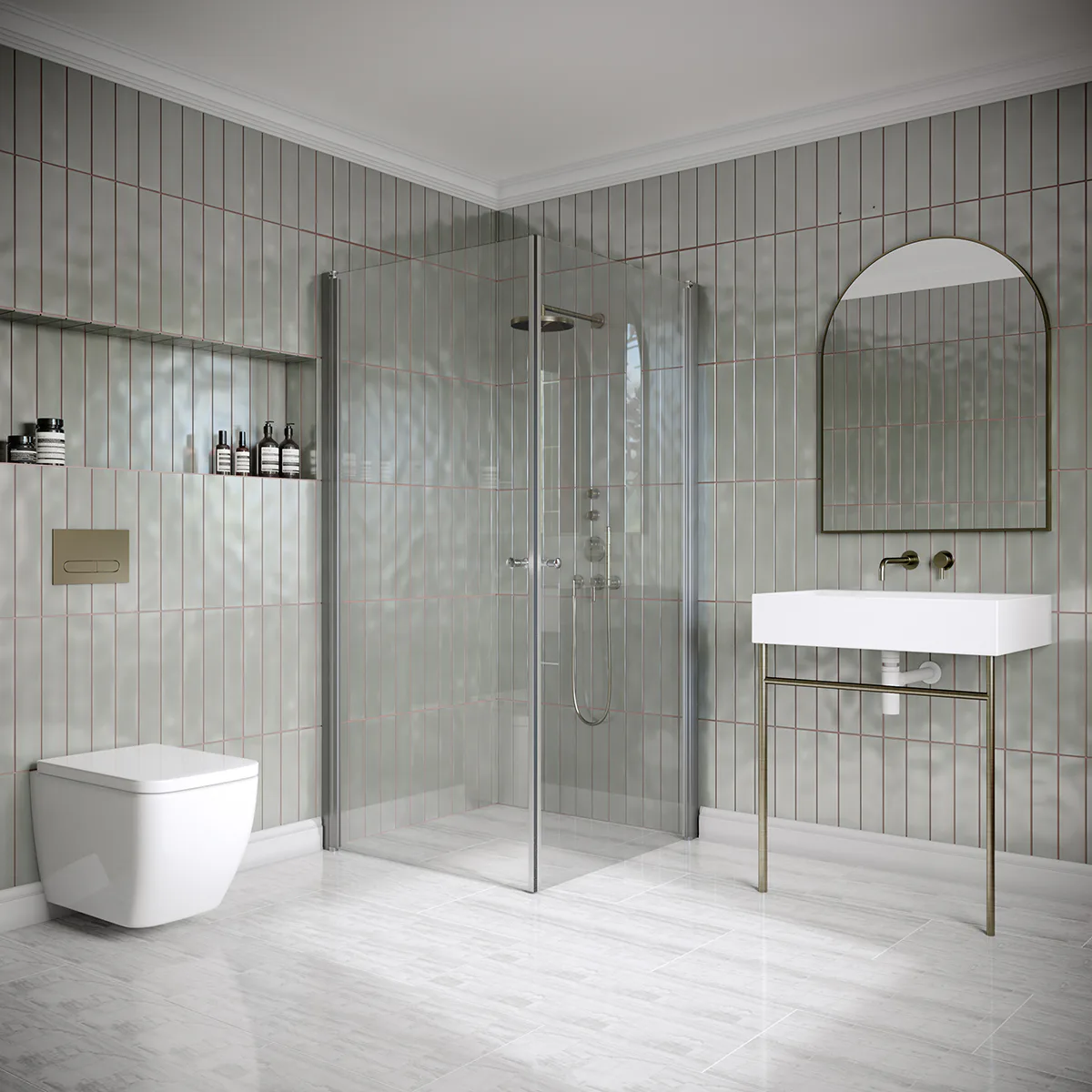 Hietakari Classic 148 805x805x1900 mm, Klarglas, Gråa profiler