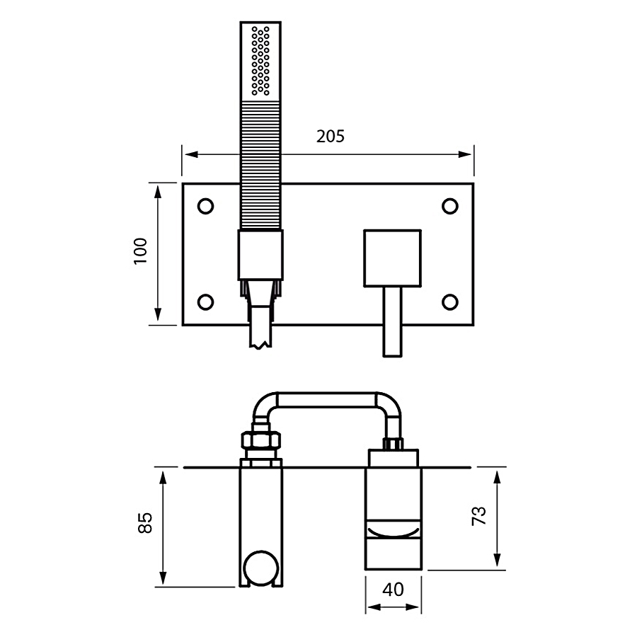 Duschblandare Tapwell Box 011-364 Square Krom Krom