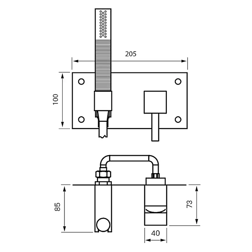 Duschblandare Tapwell Box 011-364 Square Krom Krom