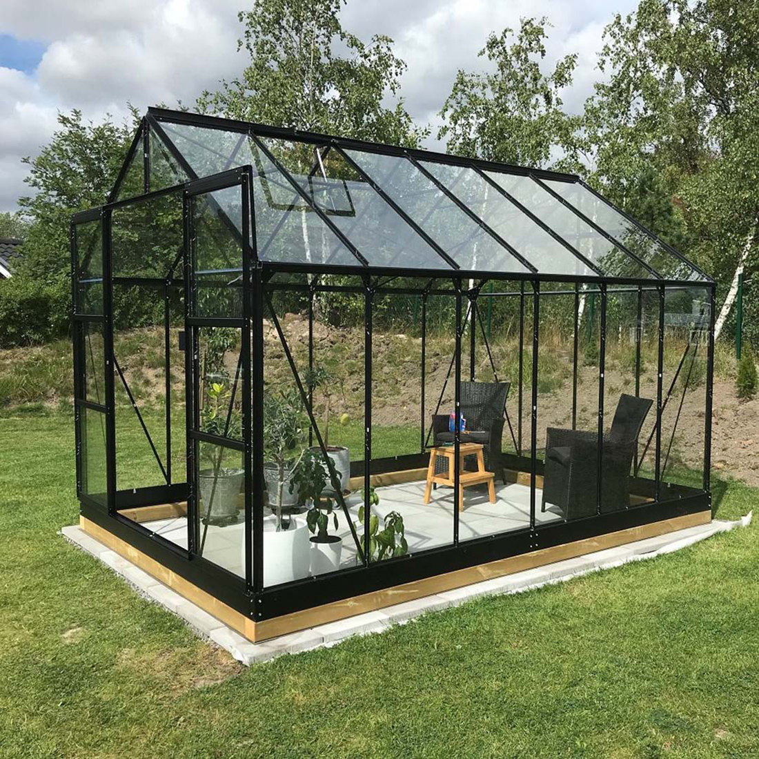 Växthus Lykke Hybrid 97 m2 Svart