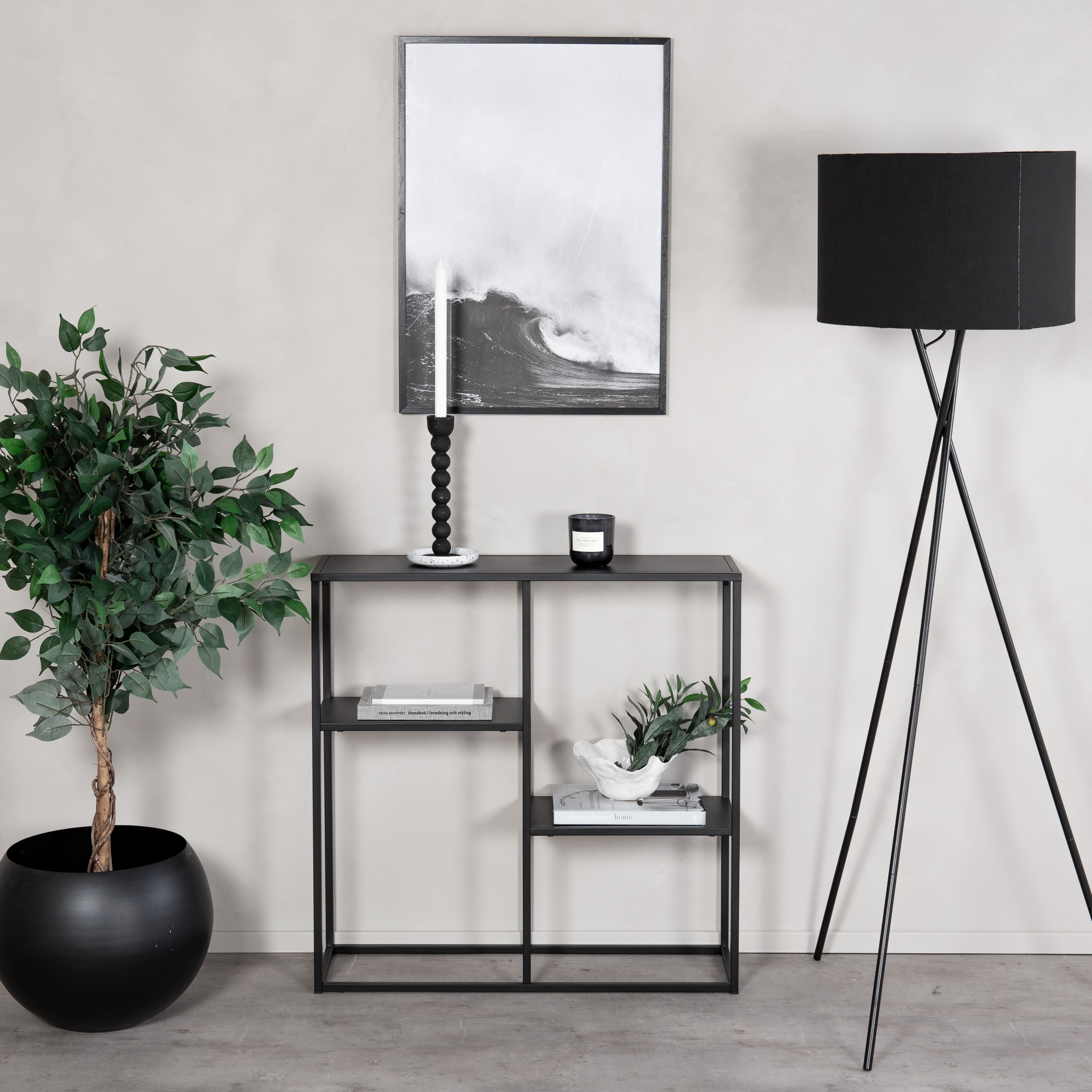 Avlastningsbord Venture Home Svart Staal med Öppet Hyllsystem i Pulverlackerat Stål