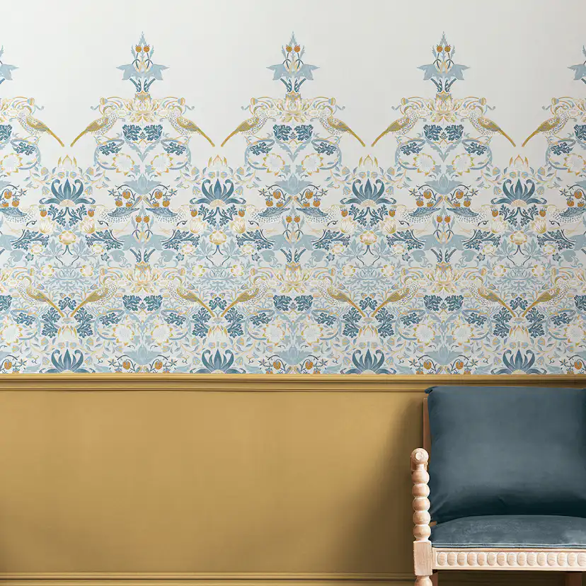 Fototapet William Morris At Home Strawberry Thief Soft Blue