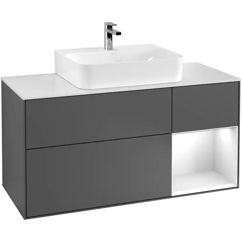 Tvättställsskåp Villeroy & Boch Finion med 3 Lådor Hylla och Bänkskiva för Centrerat Tvättställ