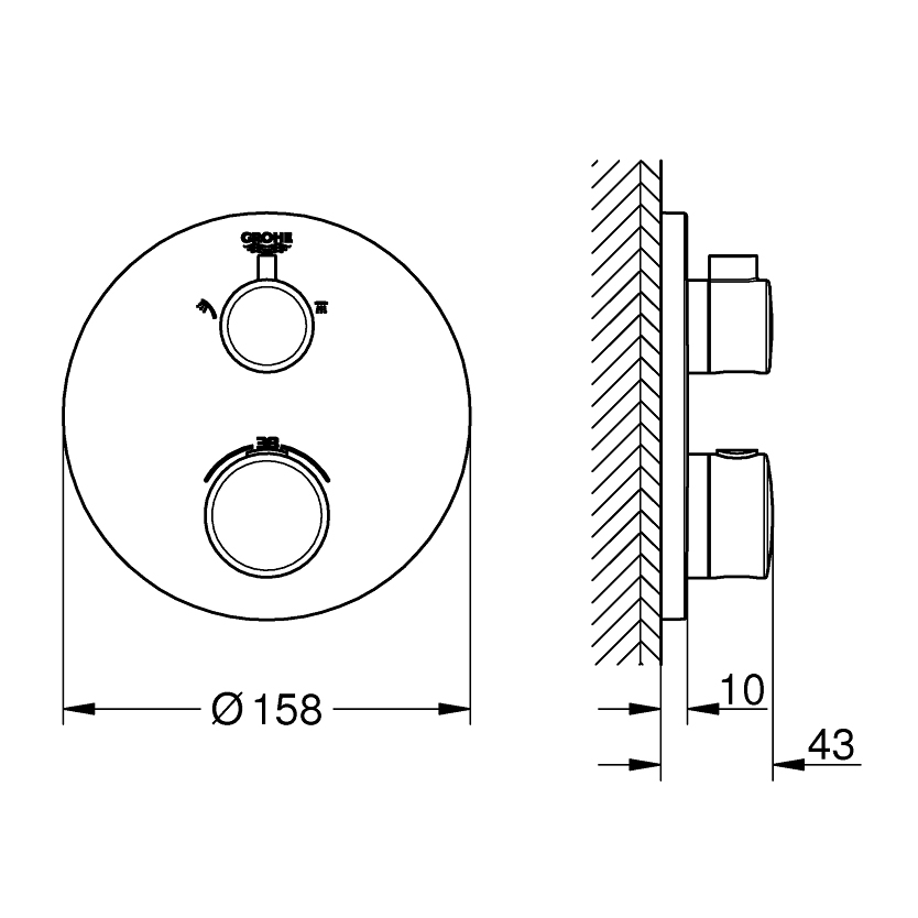 Duschblandare Grohe Grohtherm 24076 med 2 Ventiler