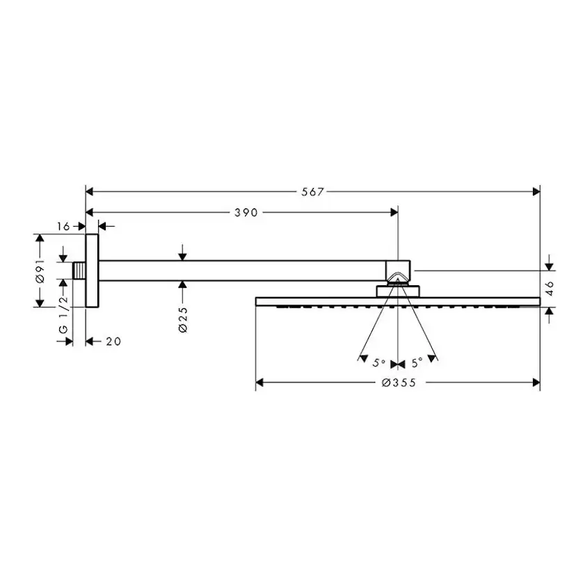 Takdusch Axor ShowerSolutions 350 1jet för Väggmontage