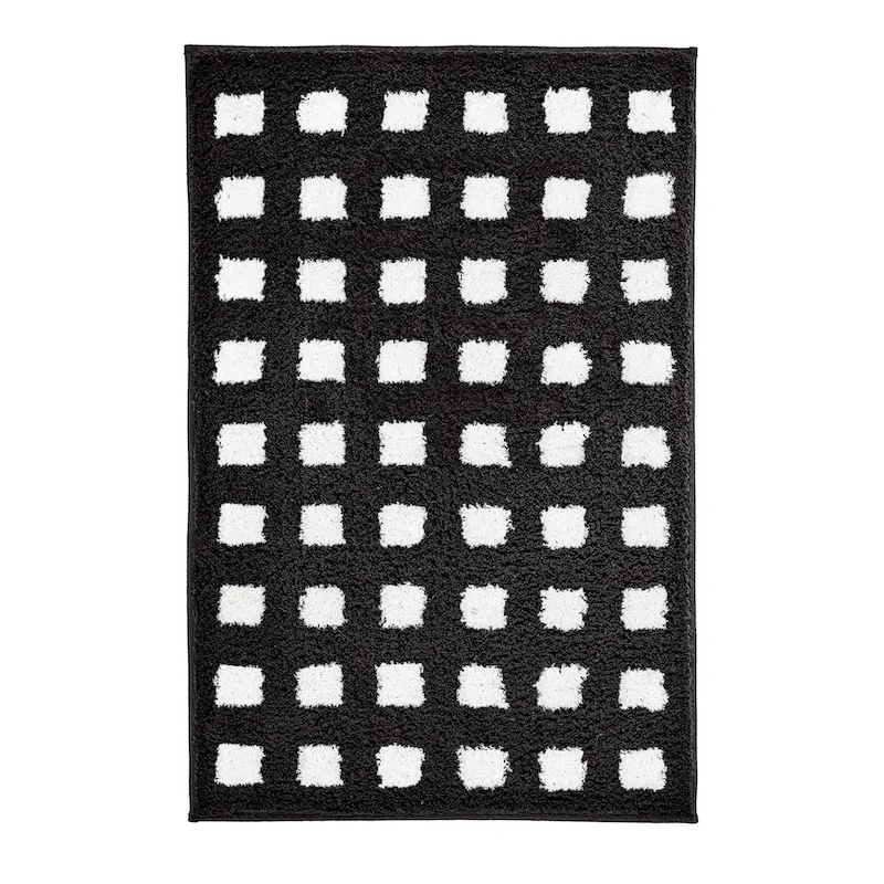 Badrumsmatta Boxes white/black 60x90 cm Svart, 600x900 mm