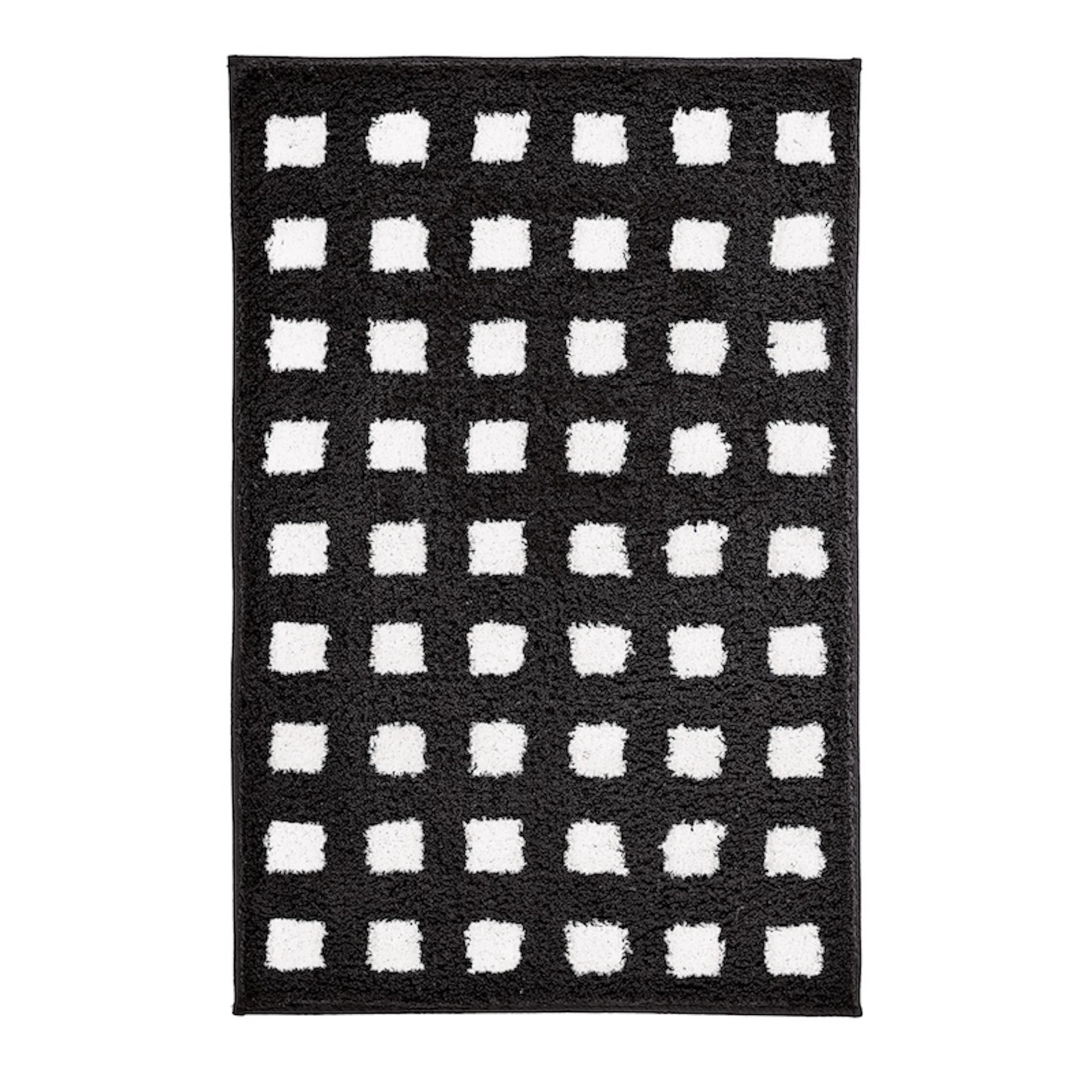 Badrumsmatta Boxes white/black 60x90 cm Svart, 600x900 mm