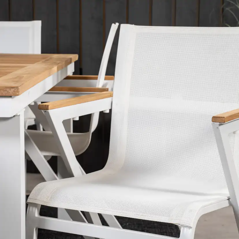 Matgrupp Utomhus Venture Home Perla 160/240 med 6 Meya Trädgårdsstolar