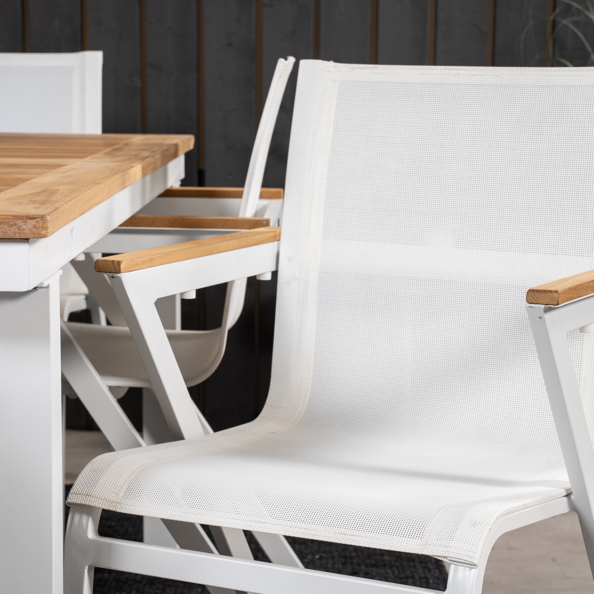 Panama Dining Table 160/240*90 - White Alu / Teak+Mexico Arm Blanka Ben