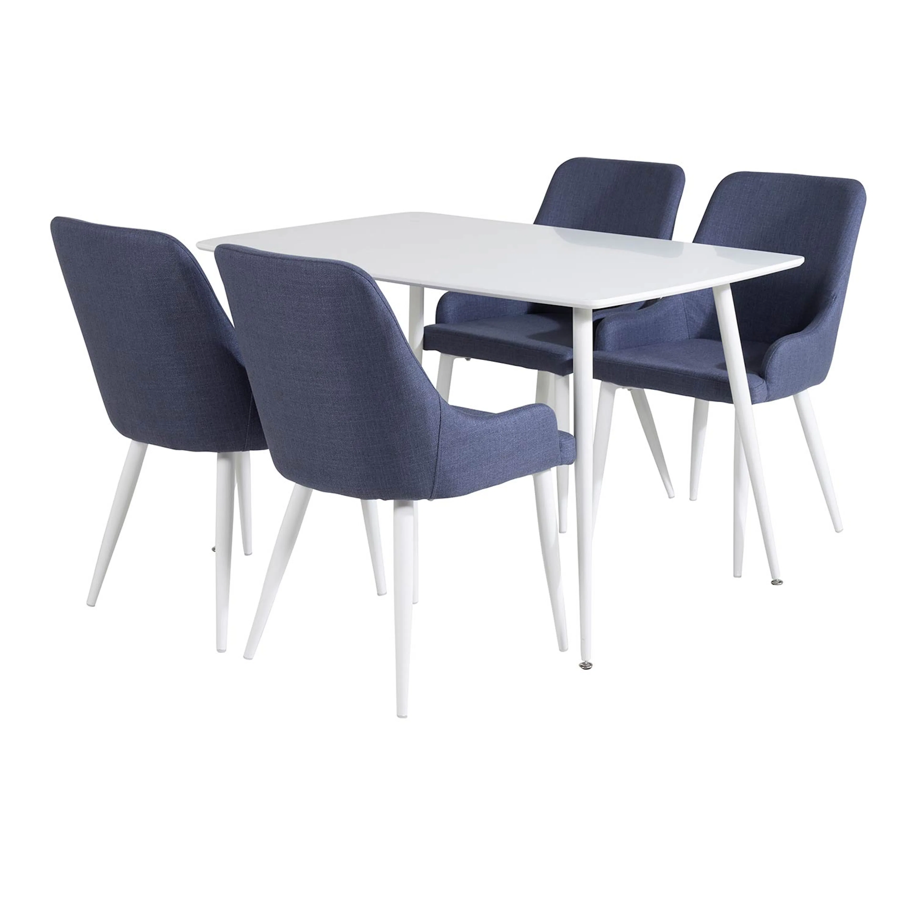 Polar table 120 cm - White White+Plaza Chair - Blue Fabric_4 Vit/Blå