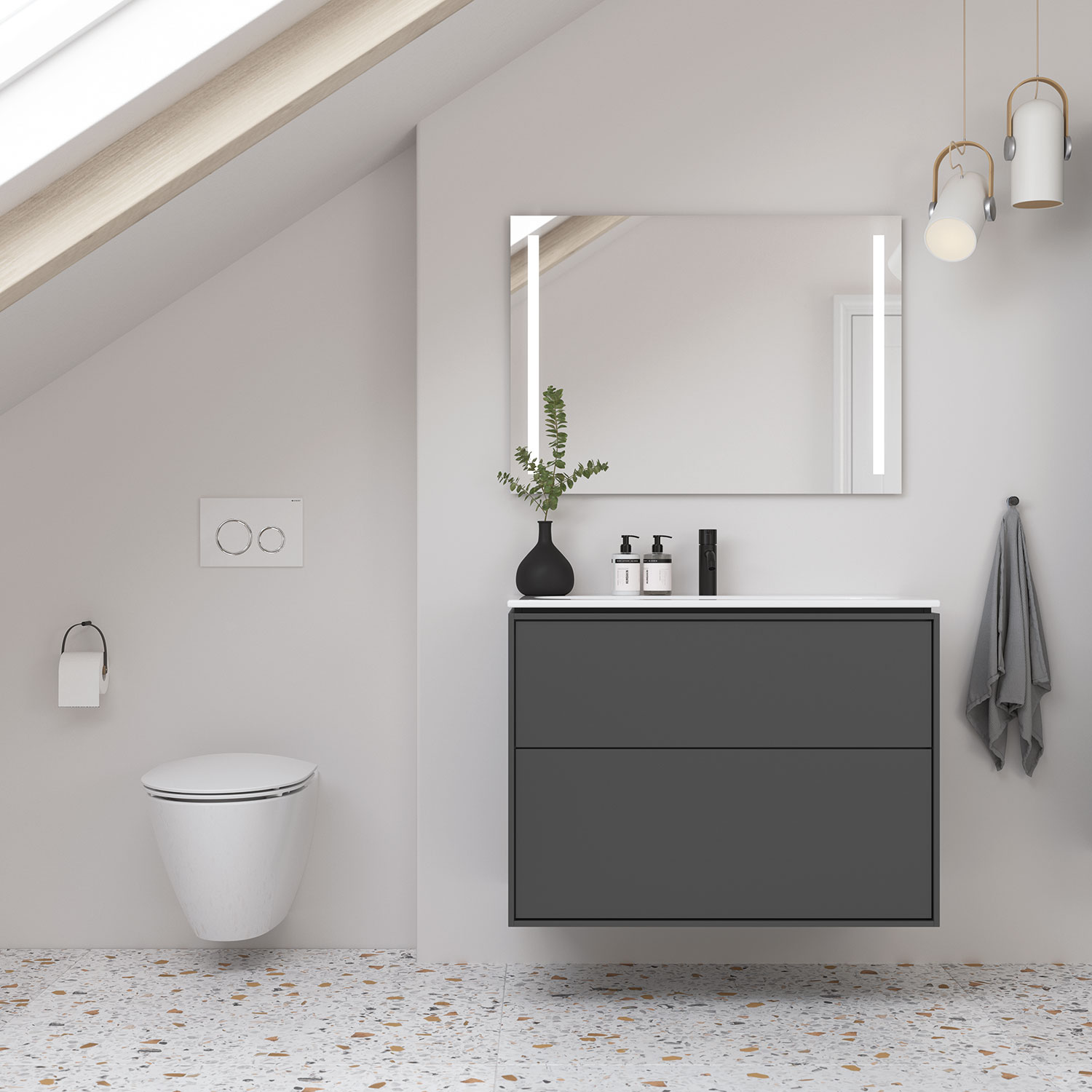 Tvättställsskåp Ifö Sense Art Smal Design 90 med 2 Lådor