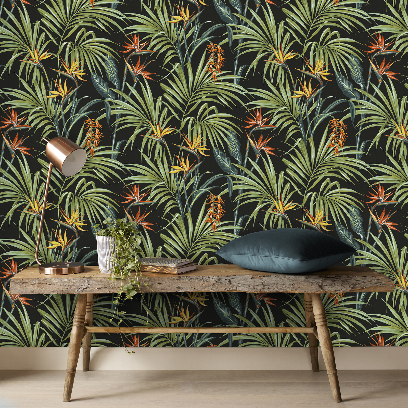 Tapet Superfresco Easy Strelitzia Leaves Mångfärgad