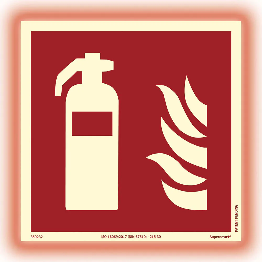 Skylt Systemtext Brandsläckare 200x200 mm Aluminium Supernova+