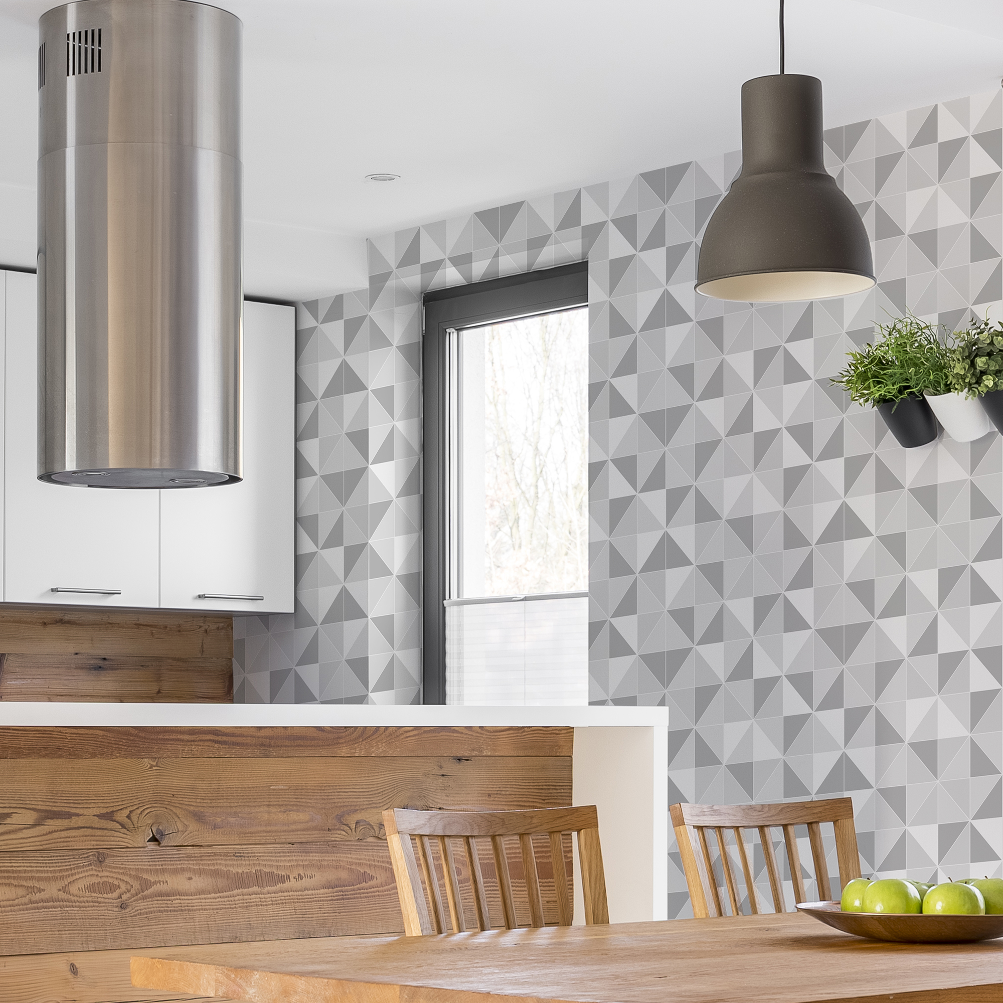 Tapet Contour Obelisk Tile Grå/Vit