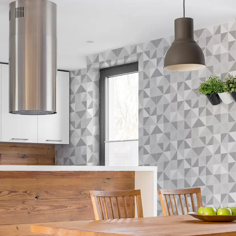 Tapet Contour Obelisk Tile Grå/Vit