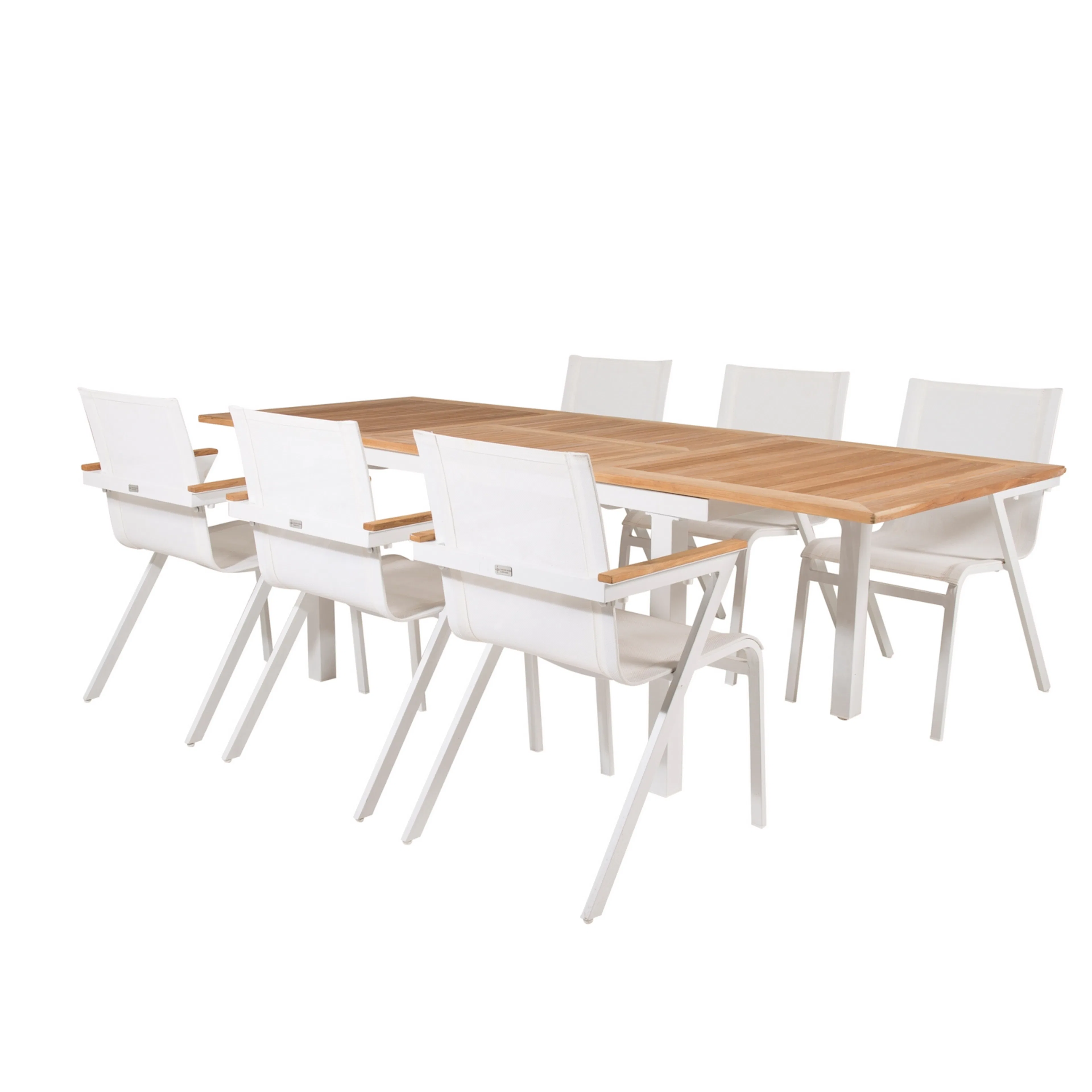Panama Dining Table 160/240*90 - White Alu / Teak+Mexico Arm Blanka Ben