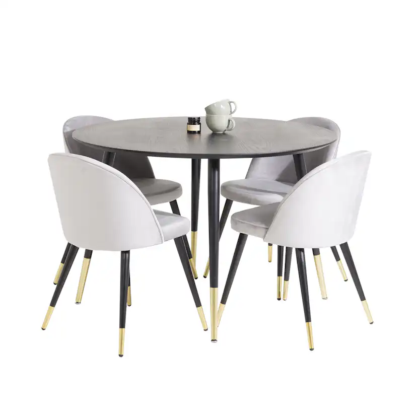 Matgrupp Venture Home Dipp med 4 Velvet stolar Runt