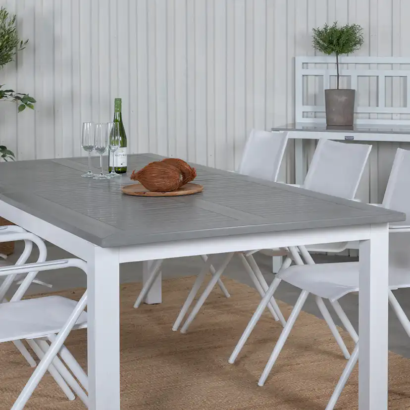 Matgrupp Venture Home Aleyna 224 Vit med 6 Aspen Matstolar