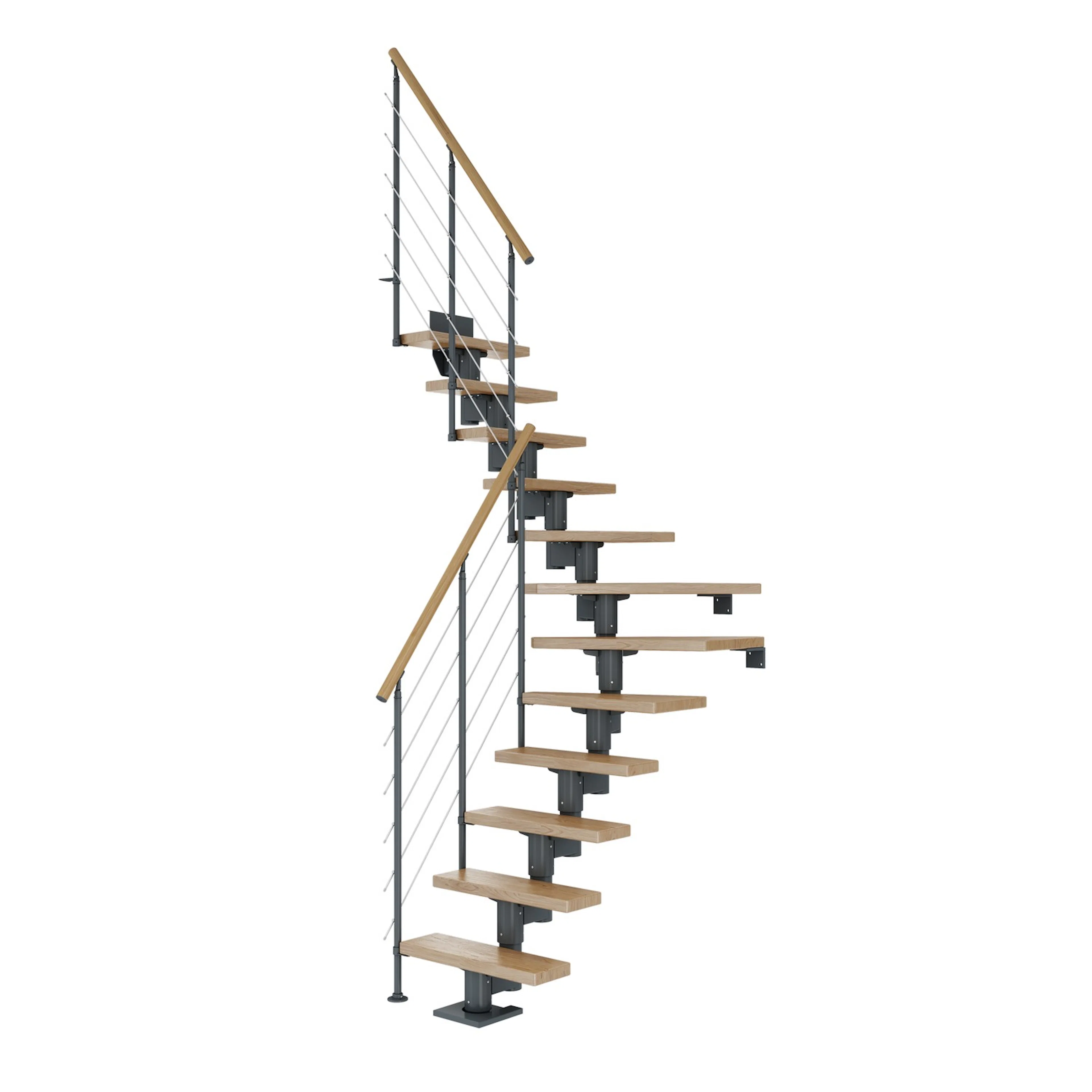 DUBLIN ek 1/4 svängd antracit STYLE6 räcke 11T 61cm Antracit, LxB: 1840x610 mm