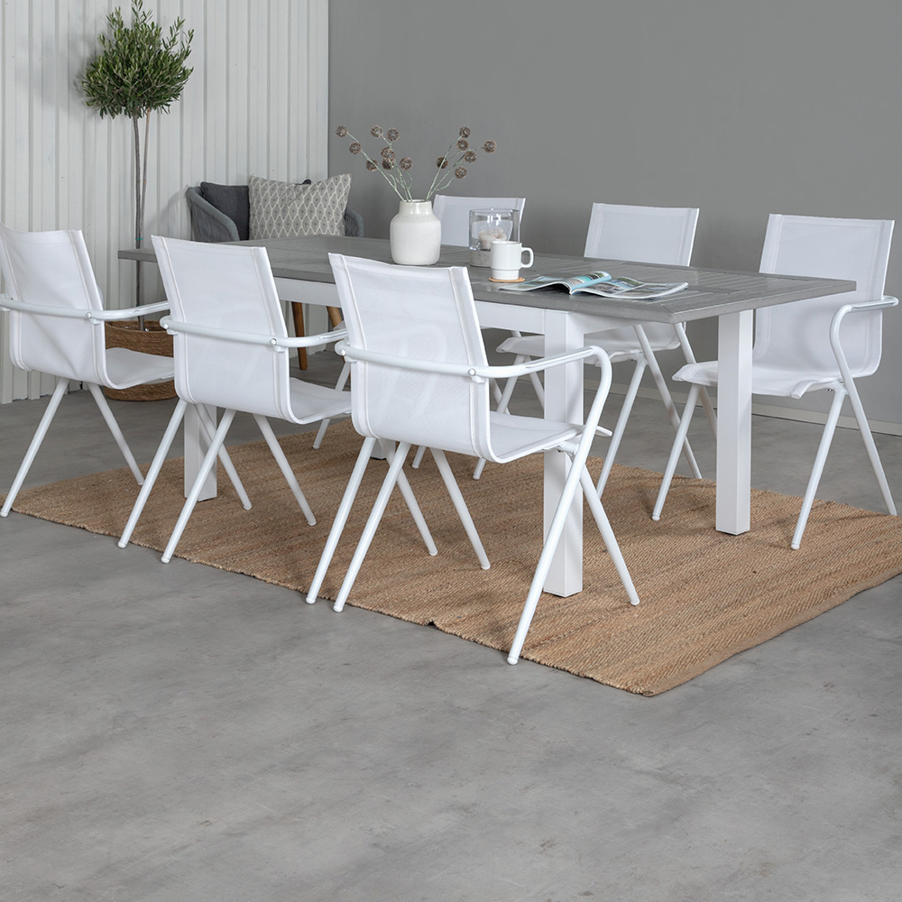 Matgrupp Venture Home Aleyna 160 Vit med 6 Aspen Matstolar