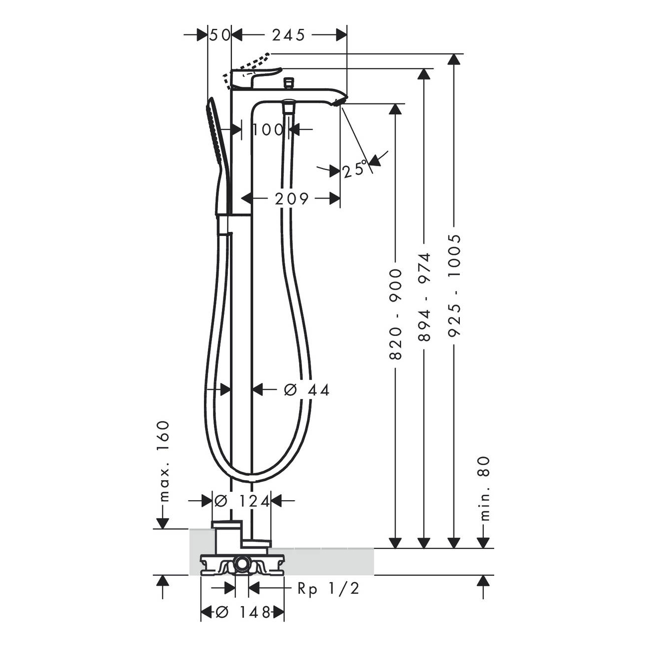Golvblandare Hansgrohe Metris