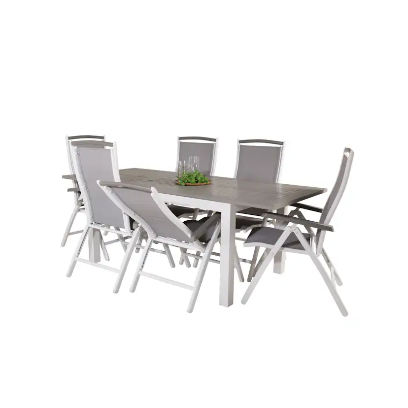 Albany Dining Table 152/210*90 - White Alu / Grey Aintwood+A Grå