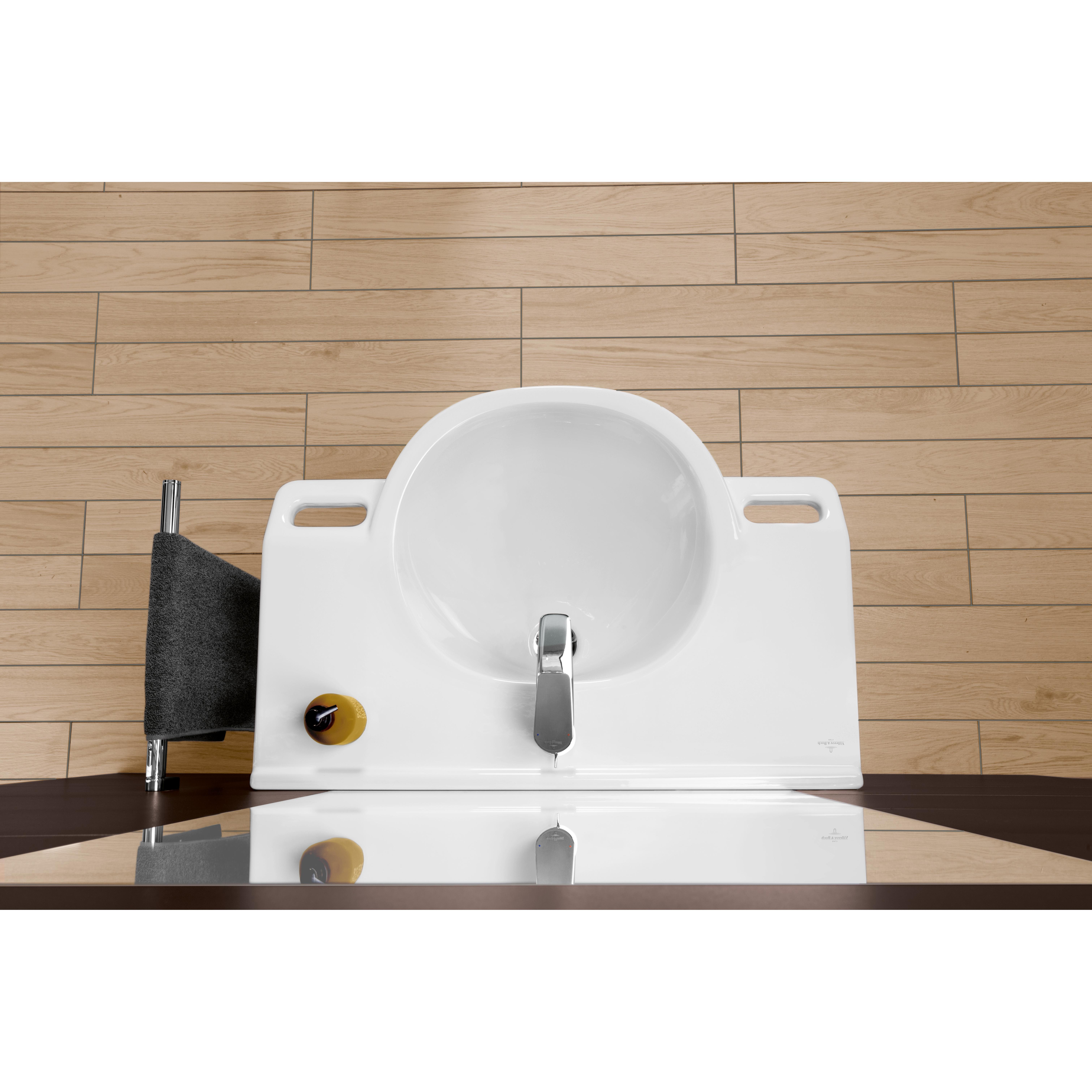 Tvättställ villeroy & Boch O.novo Vita 412081T2 Vit Alpin AntiBac CeramicPlus, Utan Bräddavlopp, Med Blandarhål, för Trehålsblandare