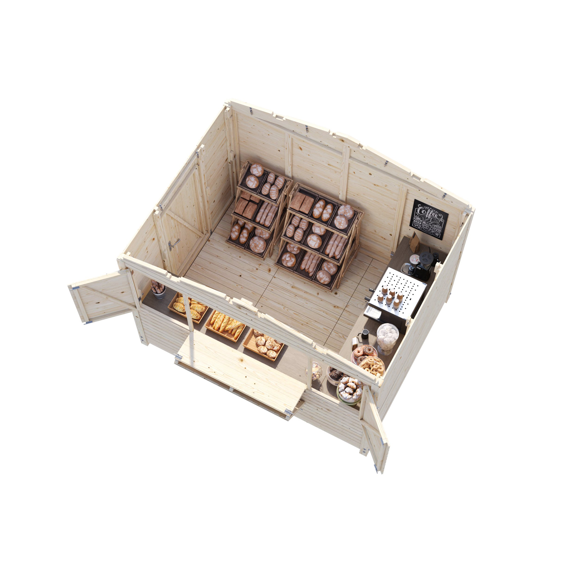 Marian 6,2 m2 - Folding kiosk NO Obehandlad