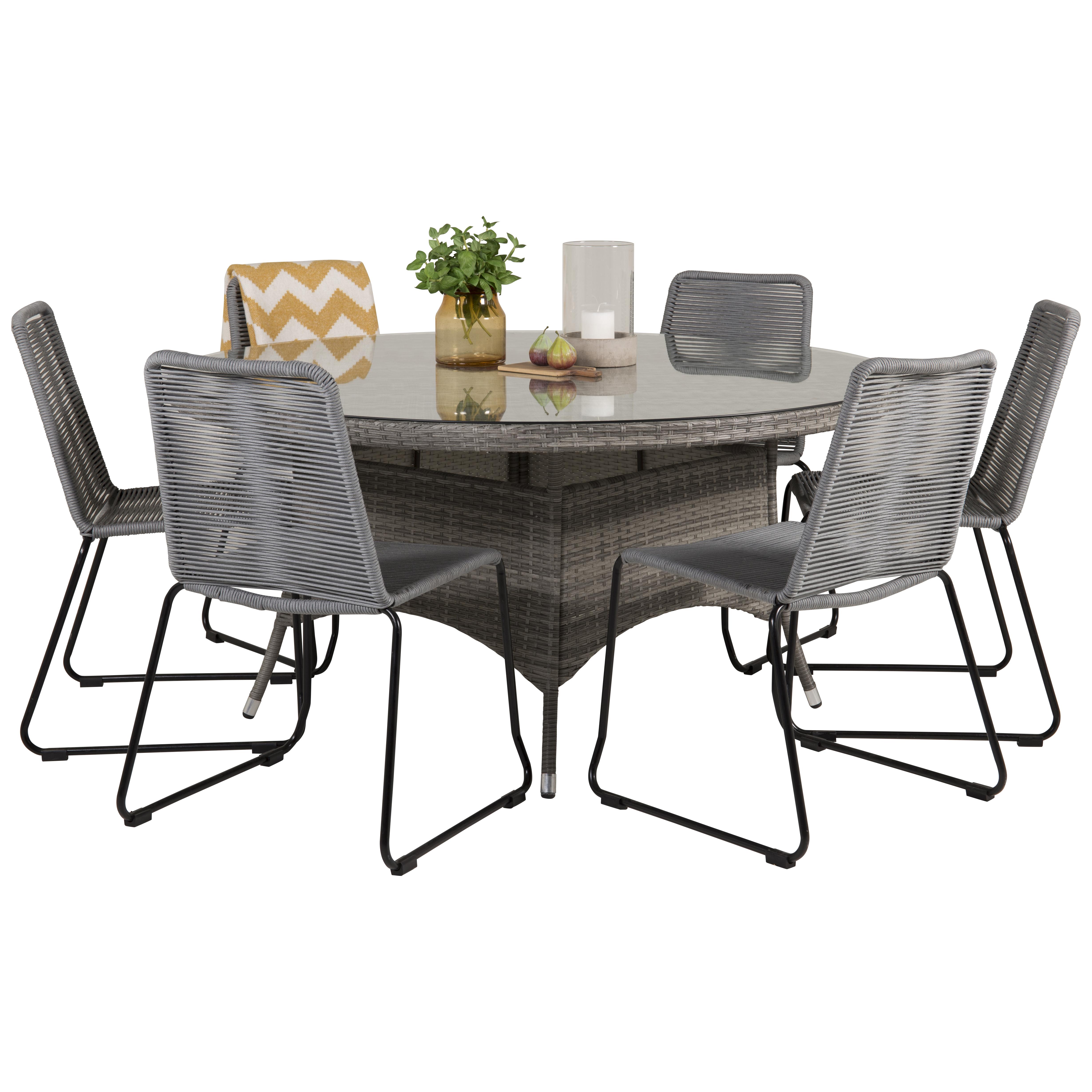 Matgrupp Venture Home Virda Ø 150 med 6 Leon Matstolar