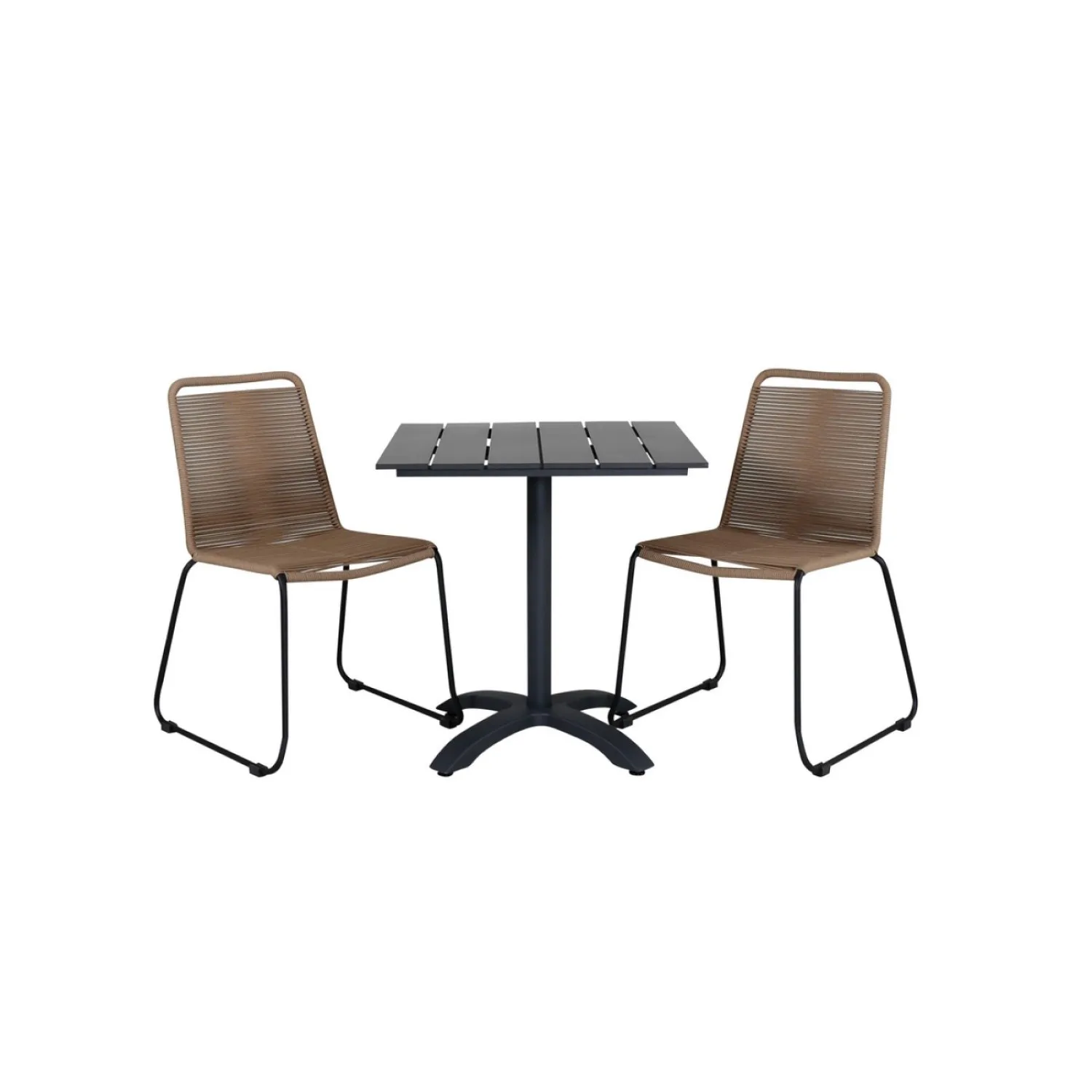 Colorado70*70 Black/Black+Lindos Stacking Chair - Black Alu Latte