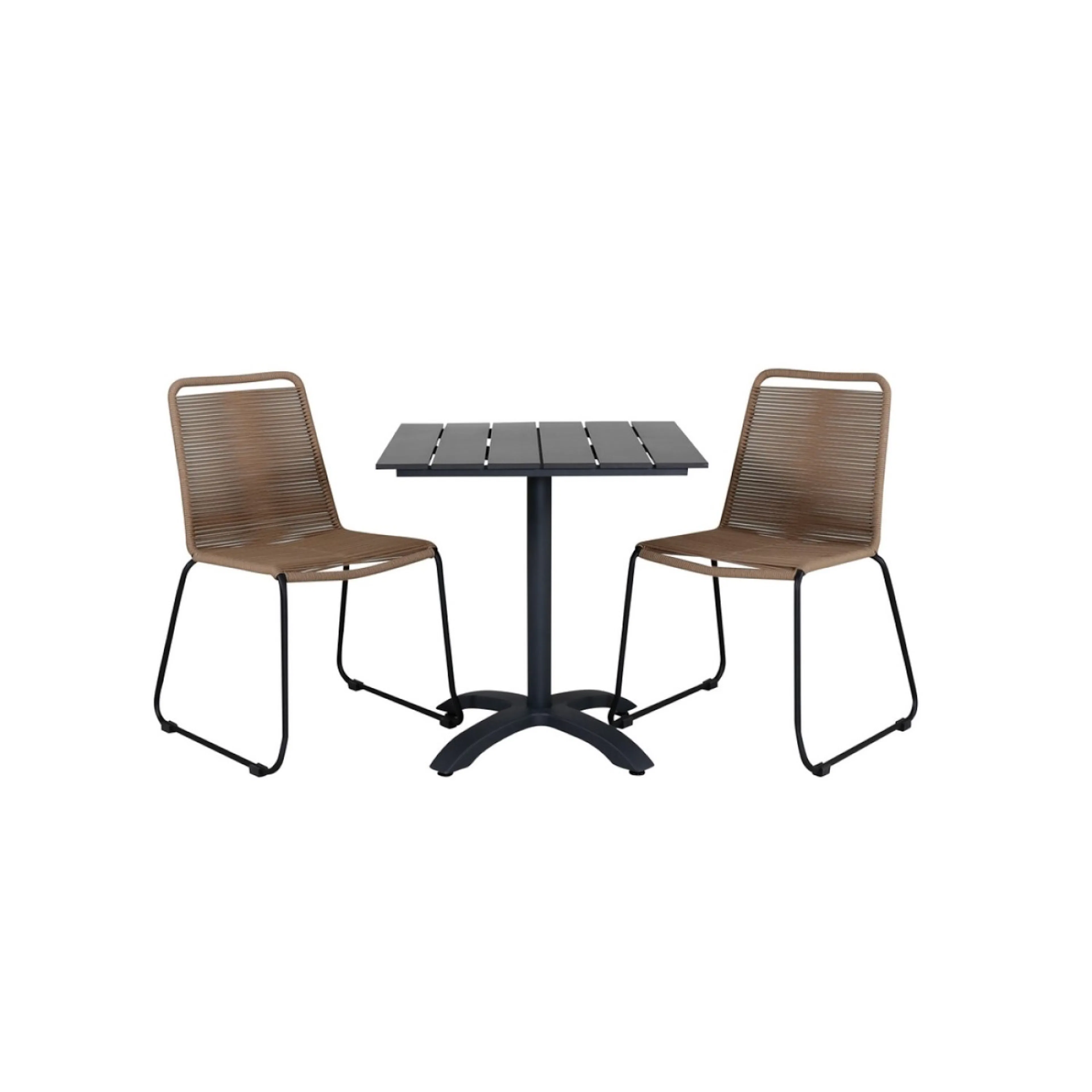 Colorado70*70 Black/Black+Lindos Stacking Chair - Black Alu Latte