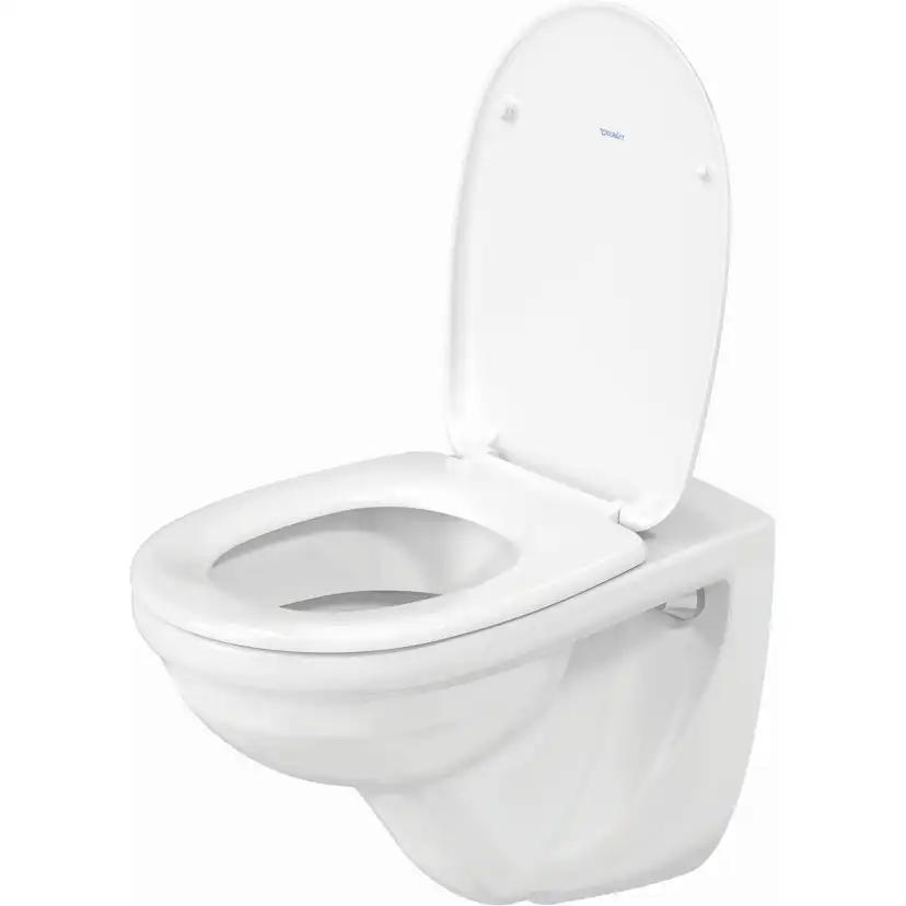 Toalettpaket Duravit D-Code med Vägghängd Toalettstol, Fixtur och Spolknapp
