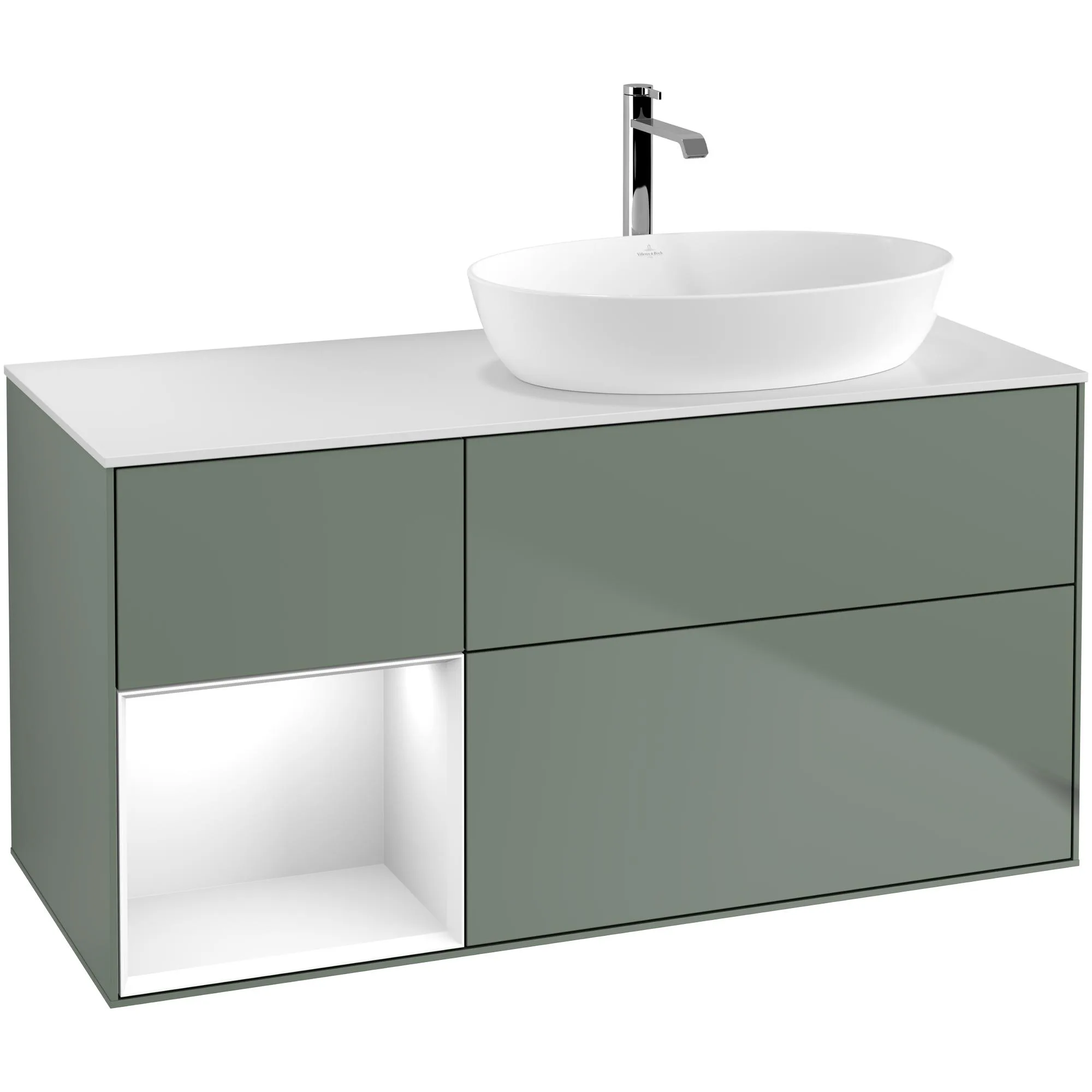 Tvättställsskåp Villeroy & Boch Finion med 3 Lådor Hylla och Bänkskiva för Ocentrerat Tvättställ från Artis & Collaro
