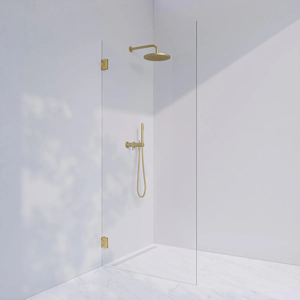 Invitrea Flair GH2/Vänsterhängd/80/Borstad mässing/Gråtonat Glastyp: Gråtonat Glas, Profil: Borstad mässing, Hängning: Vänsterhängd, Bredd: 800 mm