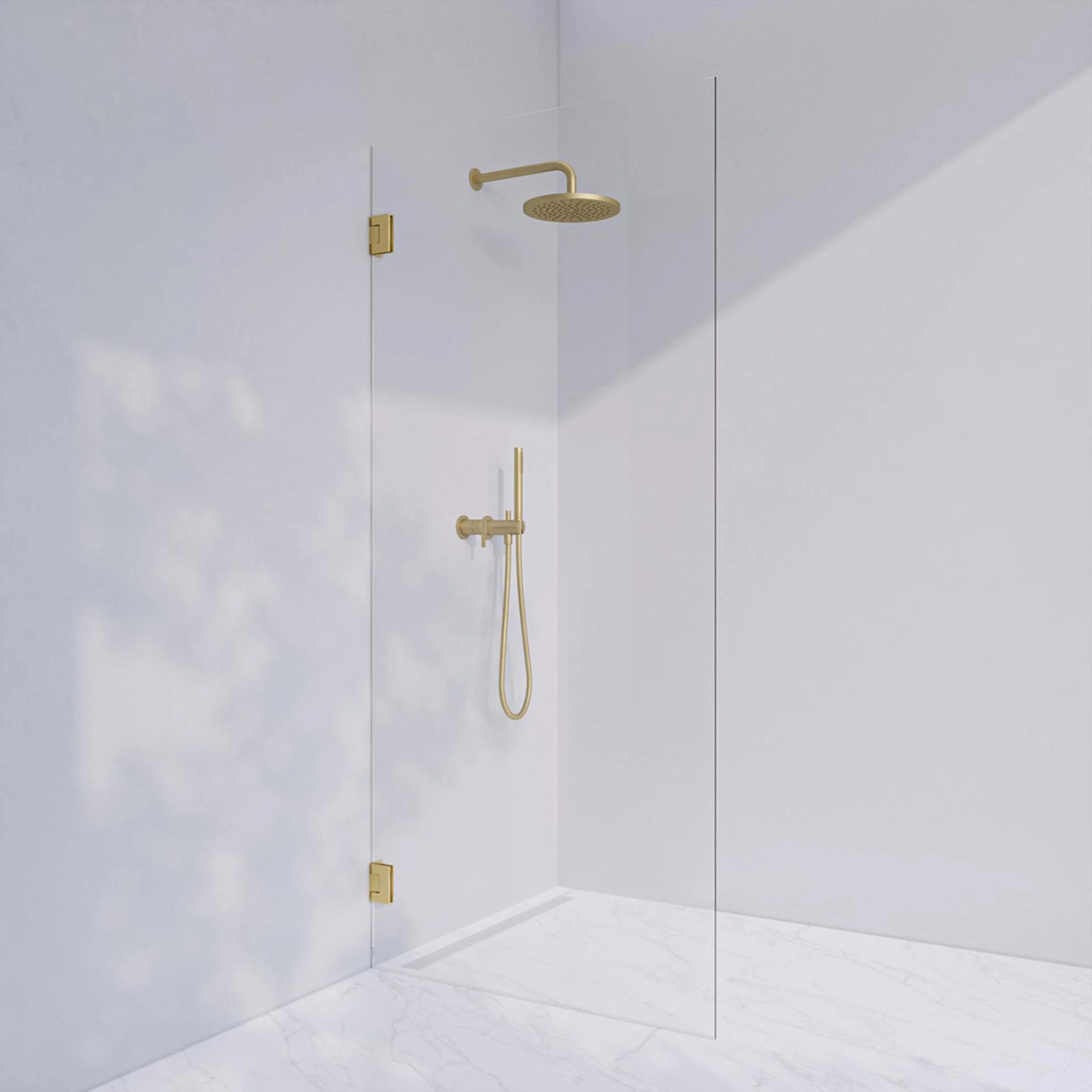 Invitrea Flair GH2/Vänsterhängd/80/Borstad mässing/Gråtonat Glastyp: Gråtonat Glas, Profil: Borstad mässing, Hängning: Vänsterhängd, Bredd: 800 mm