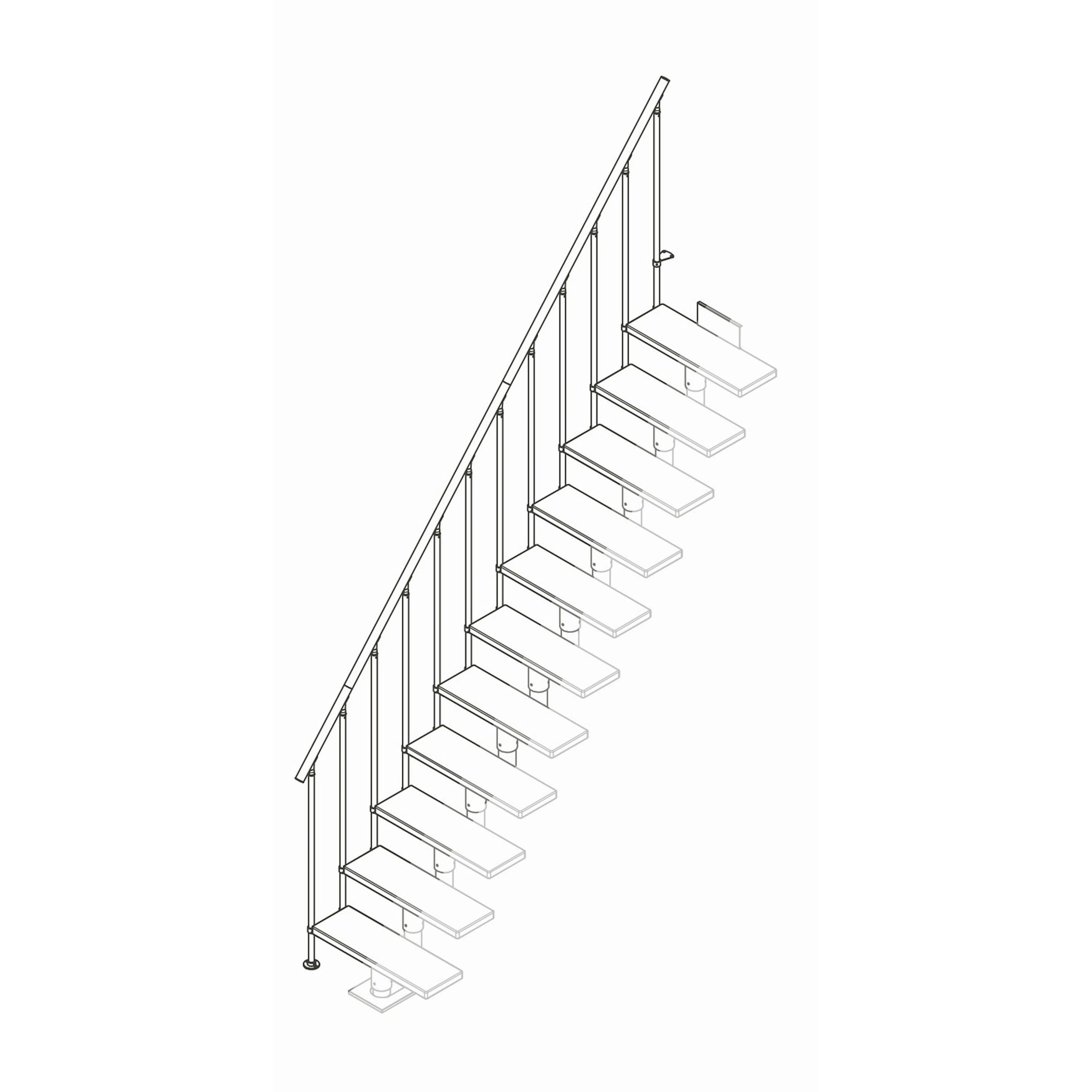 CLASSIC II komplett extra räcke ek v-oljad antracit 13T Antracit, Passar till 13 Steg