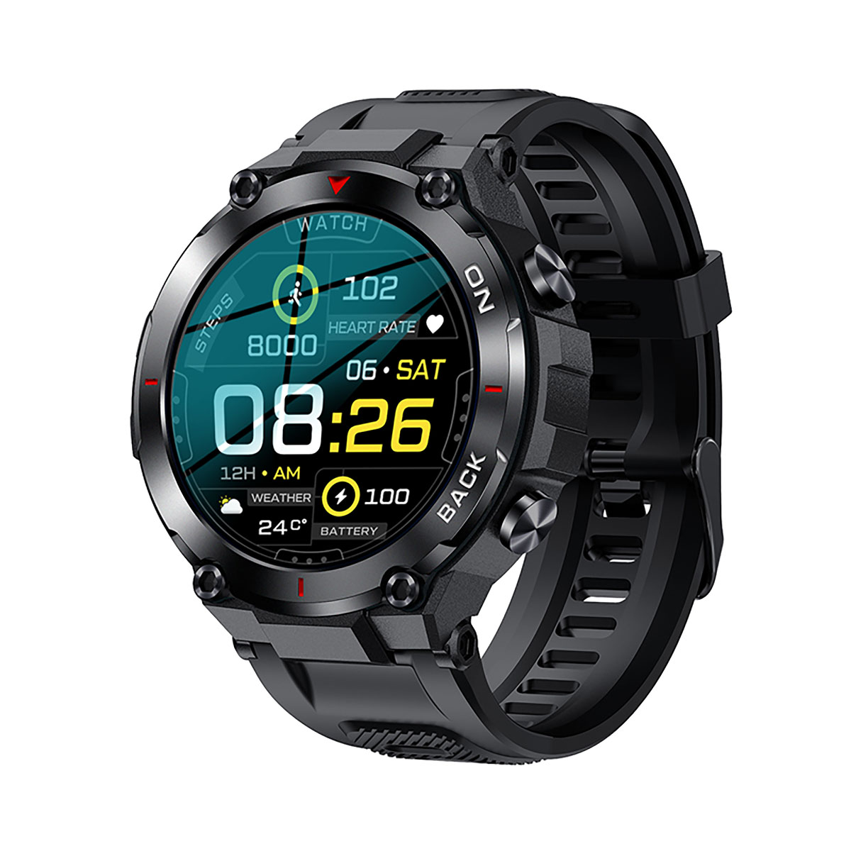 Smartwatch Kuura Sport S5 GPS V3 Svart Löparklocka med Pulsmätare