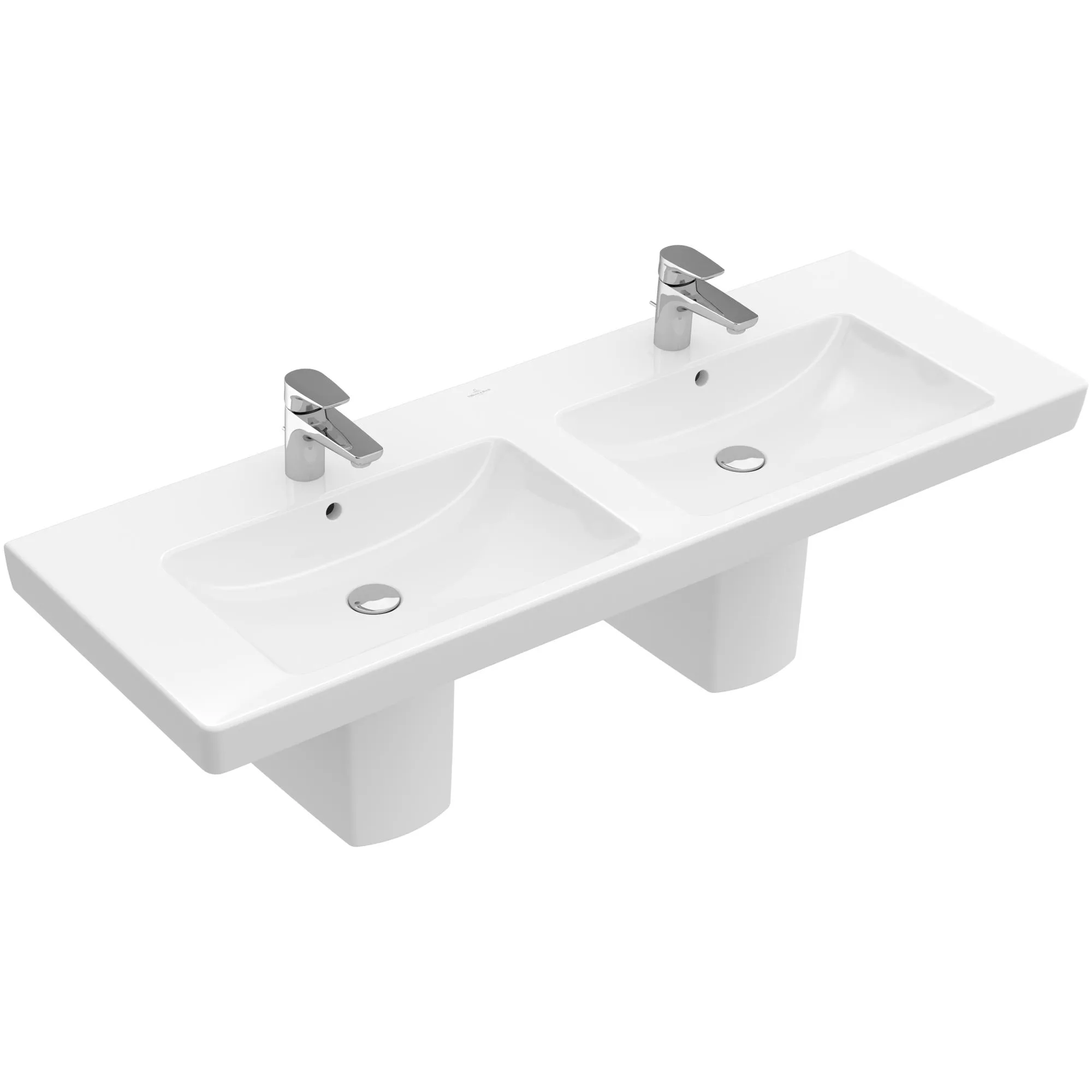 Tvättställ villeroy & Boch Subway 2.0 7175D001 Vit Alpin, Med Bräddavlopp, för Två Trehålsblandare