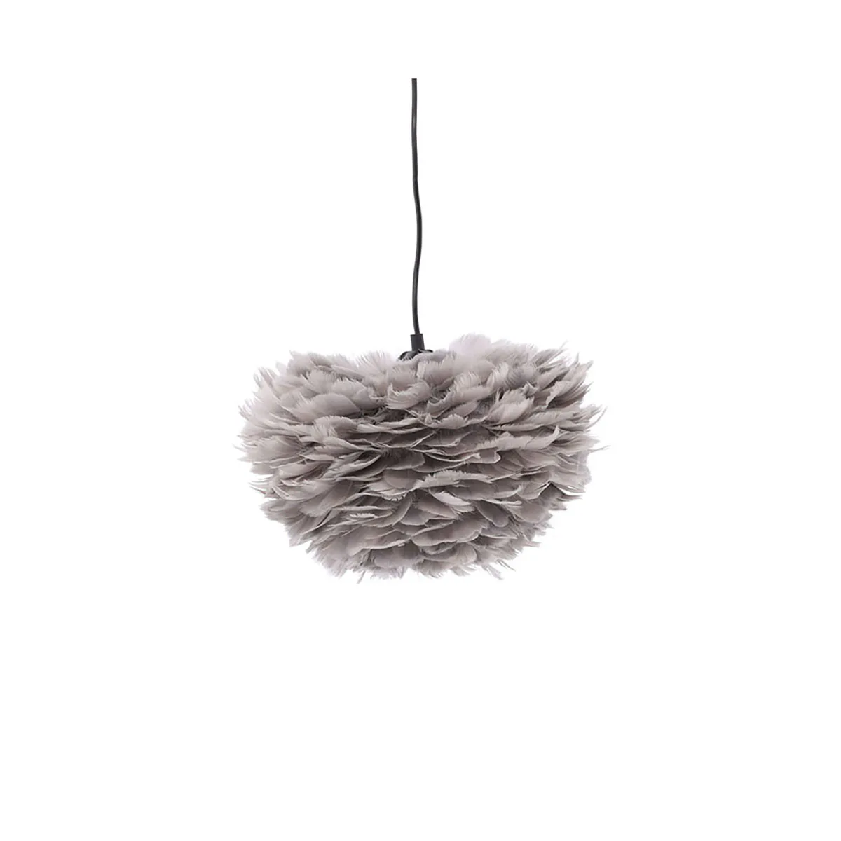 Nicola - Small Pendant Lamp - Black / Grey artificial feathe Grå